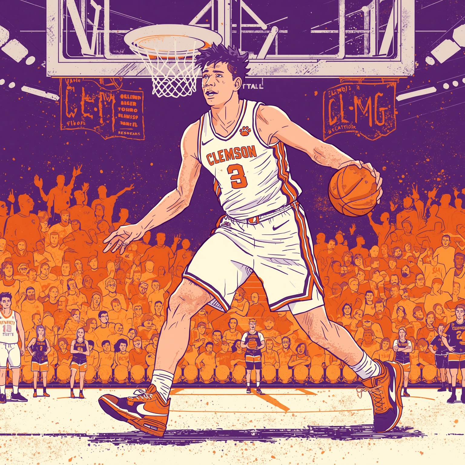 Clemson’s Next Sharp-Shooter: Cole Certa’s Tall Order - painting of Clemson Tigers basketball venue