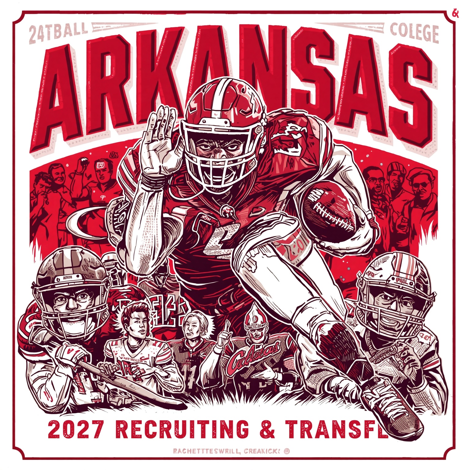 Arkansas Razorbacks: 2027 Recruiting & Transfer Frenzy - painting of Arkansas Razorbacks football, baseball venue