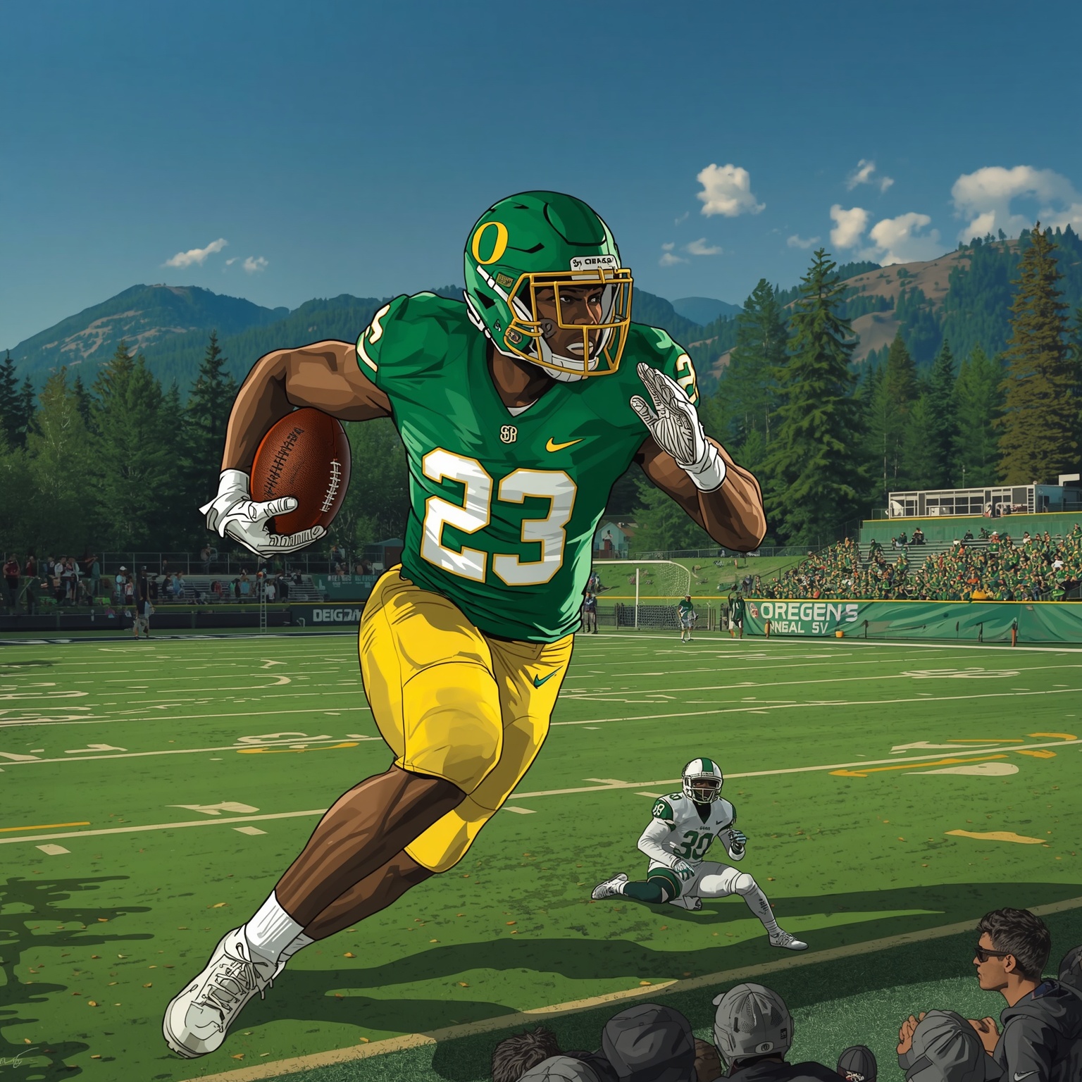 Ducks’ NFL Hopefuls and Recruiting Frenzy - painting of Oregon Ducks football venue
