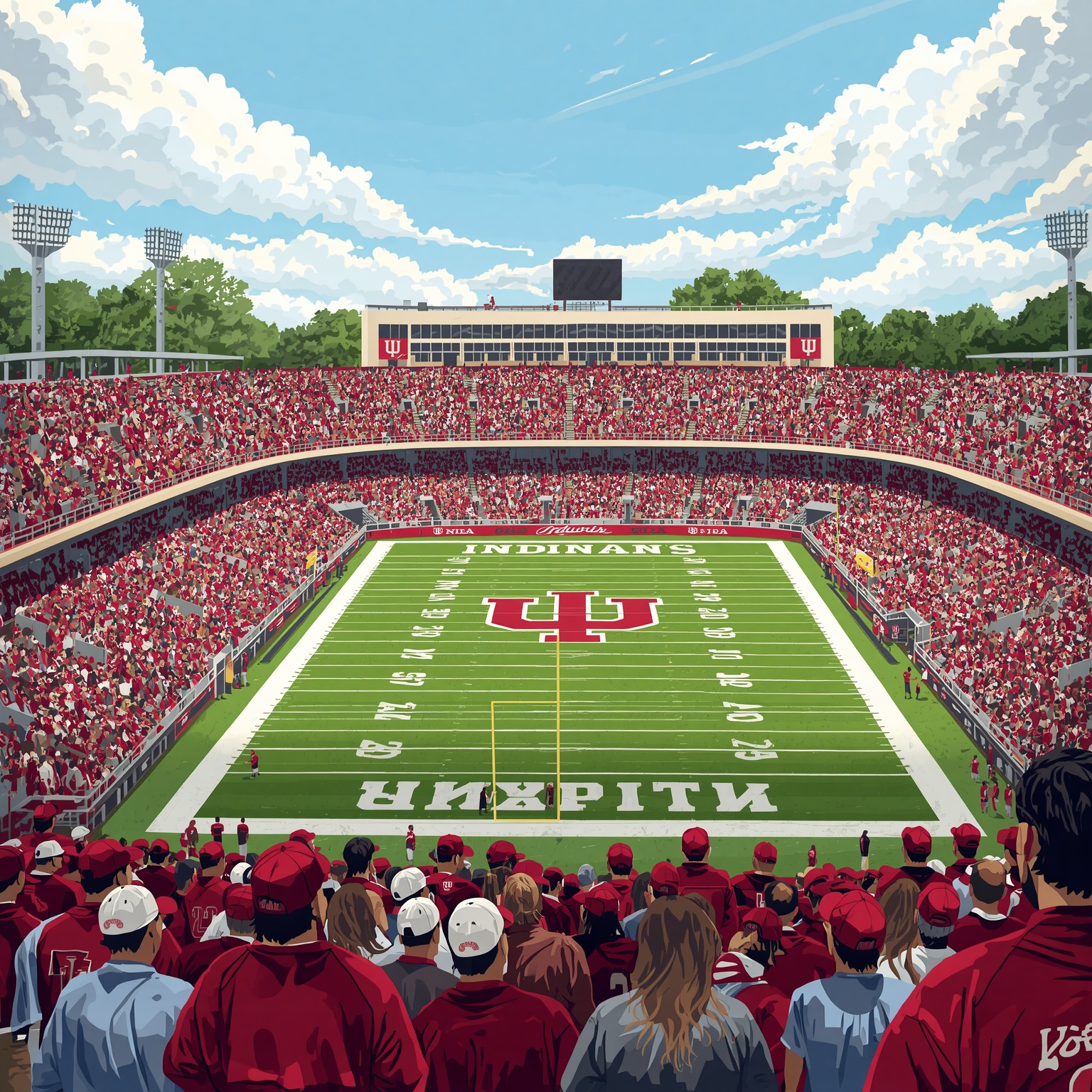 Hoosiers Land Top LB, Chase Hidden 2027 Hoops Gem - painting of Indiana Hoosiers football,basketball venue