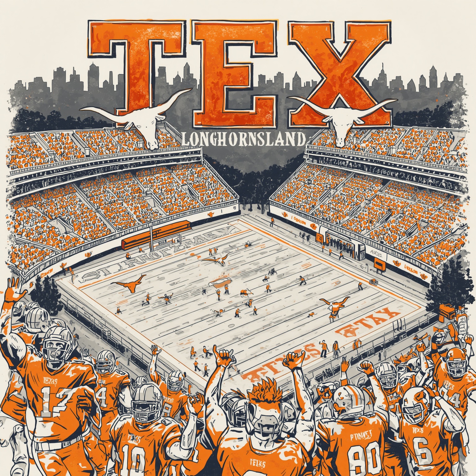 Longhorns Land Homegrown Wideout Sensation - painting of Texas Longhorns football venue