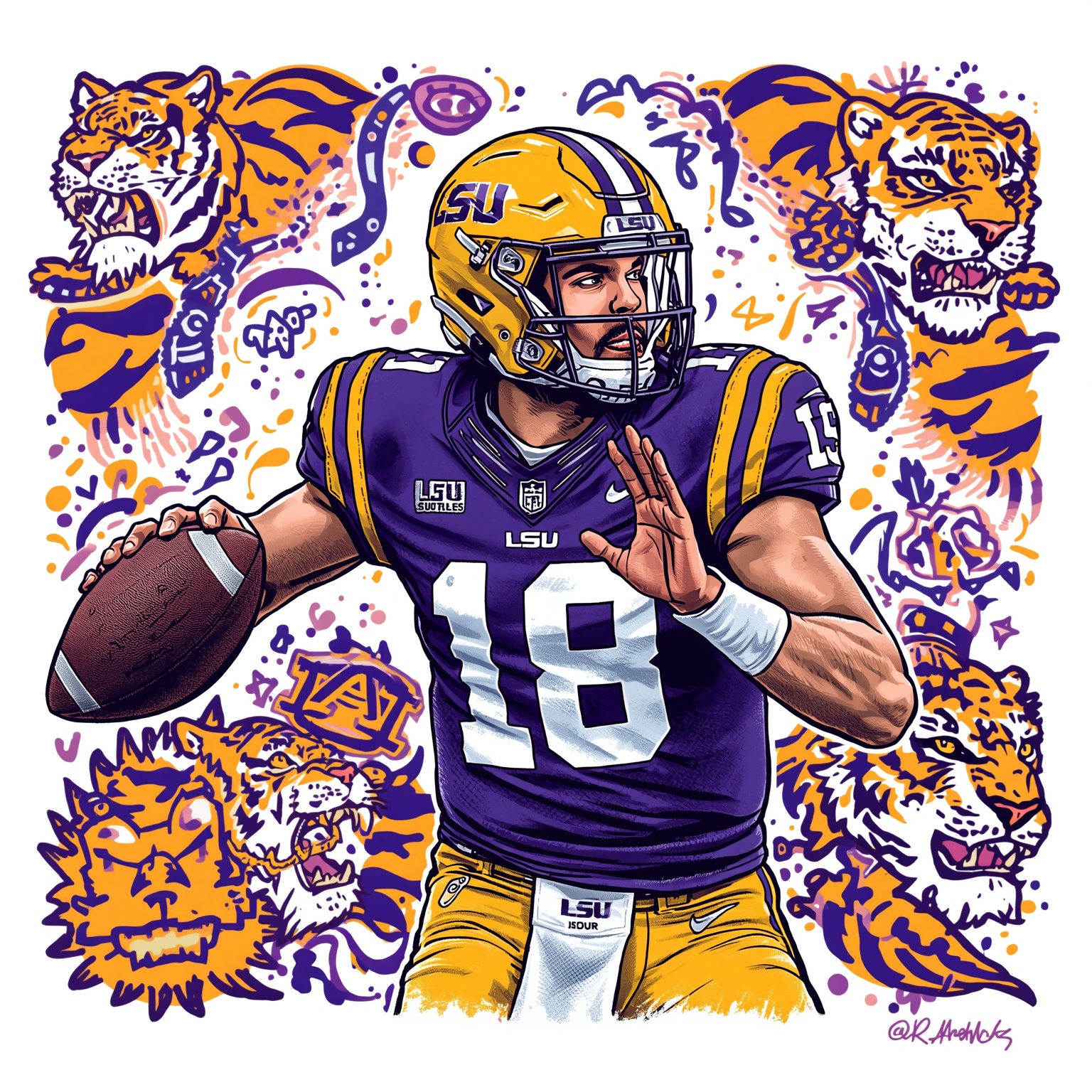 LSU's New Season: QB Star Power and Auburn Challenge - painting of LSU Tigers football venue