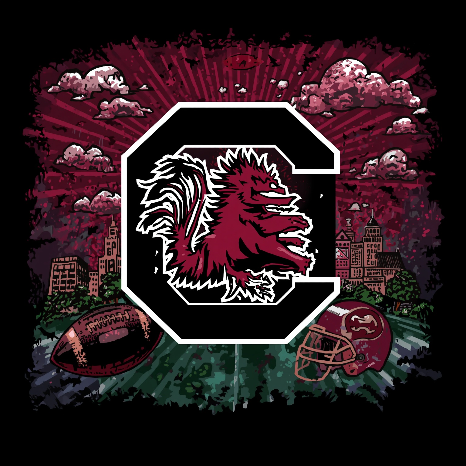 Gamecocks Land Hometown Tackle as O-Line Woes Loom - painting of South Carolina Gamecocks football venue
