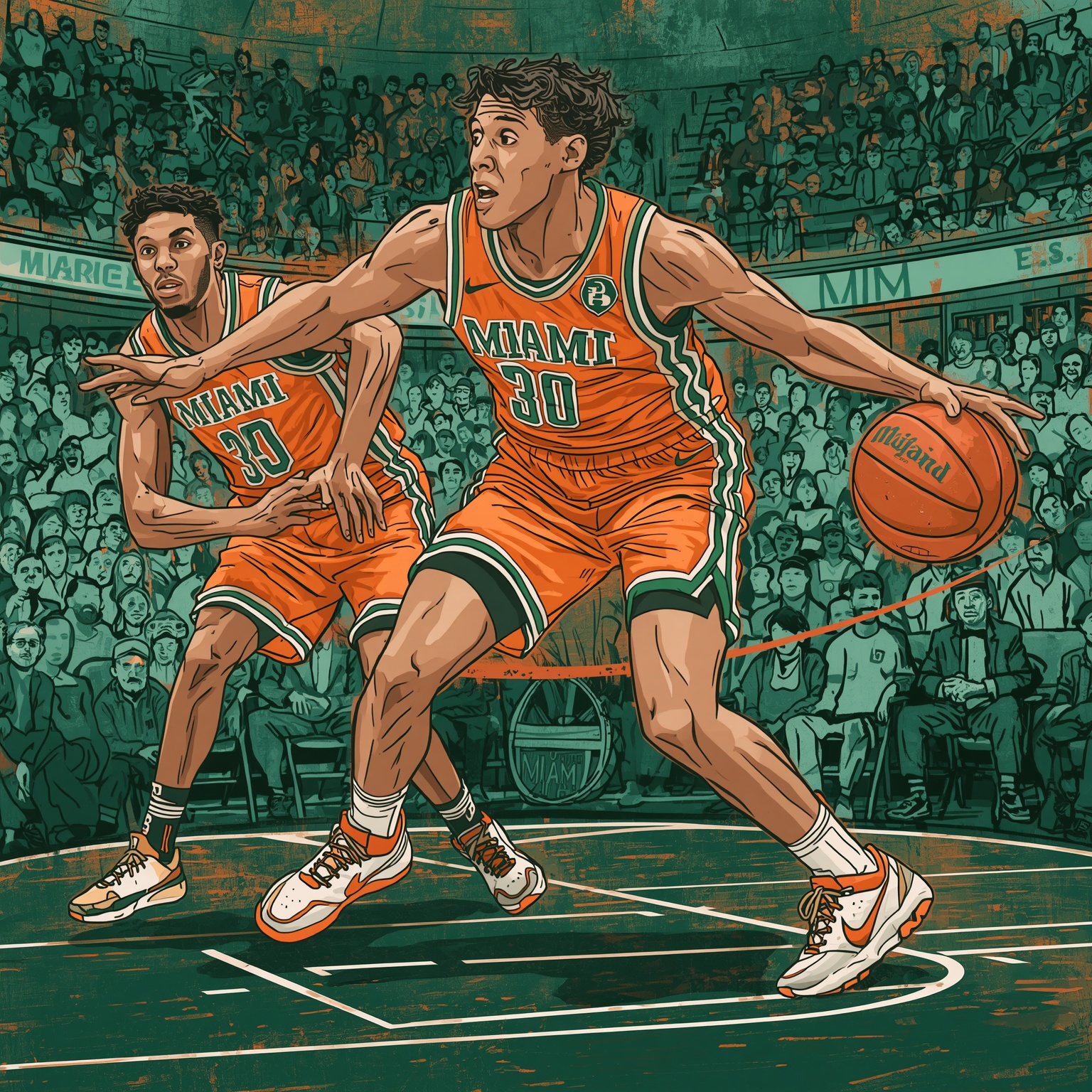 Lucas Banks on Henderson for 2027 First Round - painting of Miami Hurricanes basketball venue