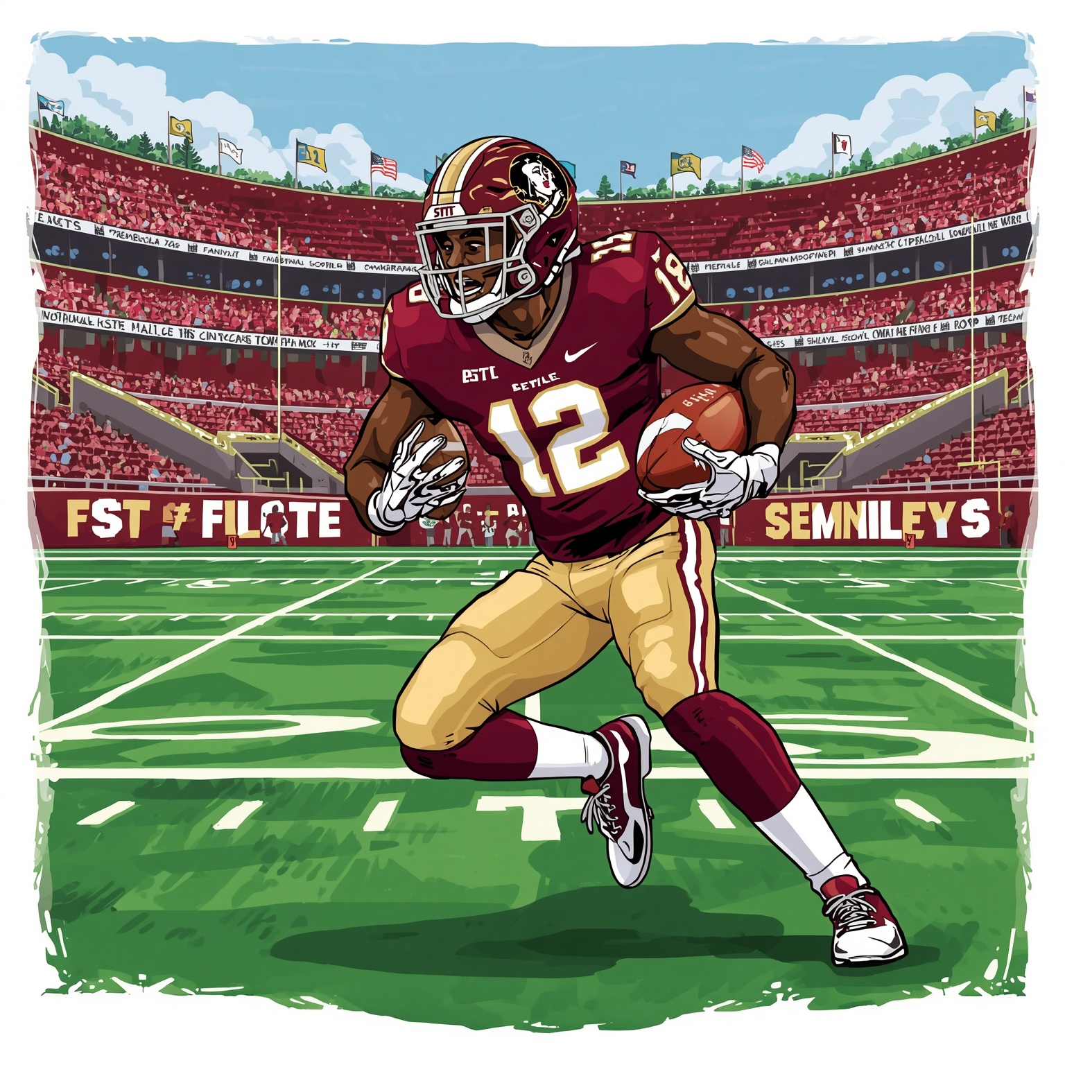 FSU Targets Dynasty Defender: Umanmielen Joins Tribe27 - painting of Florida State Seminoles football venue