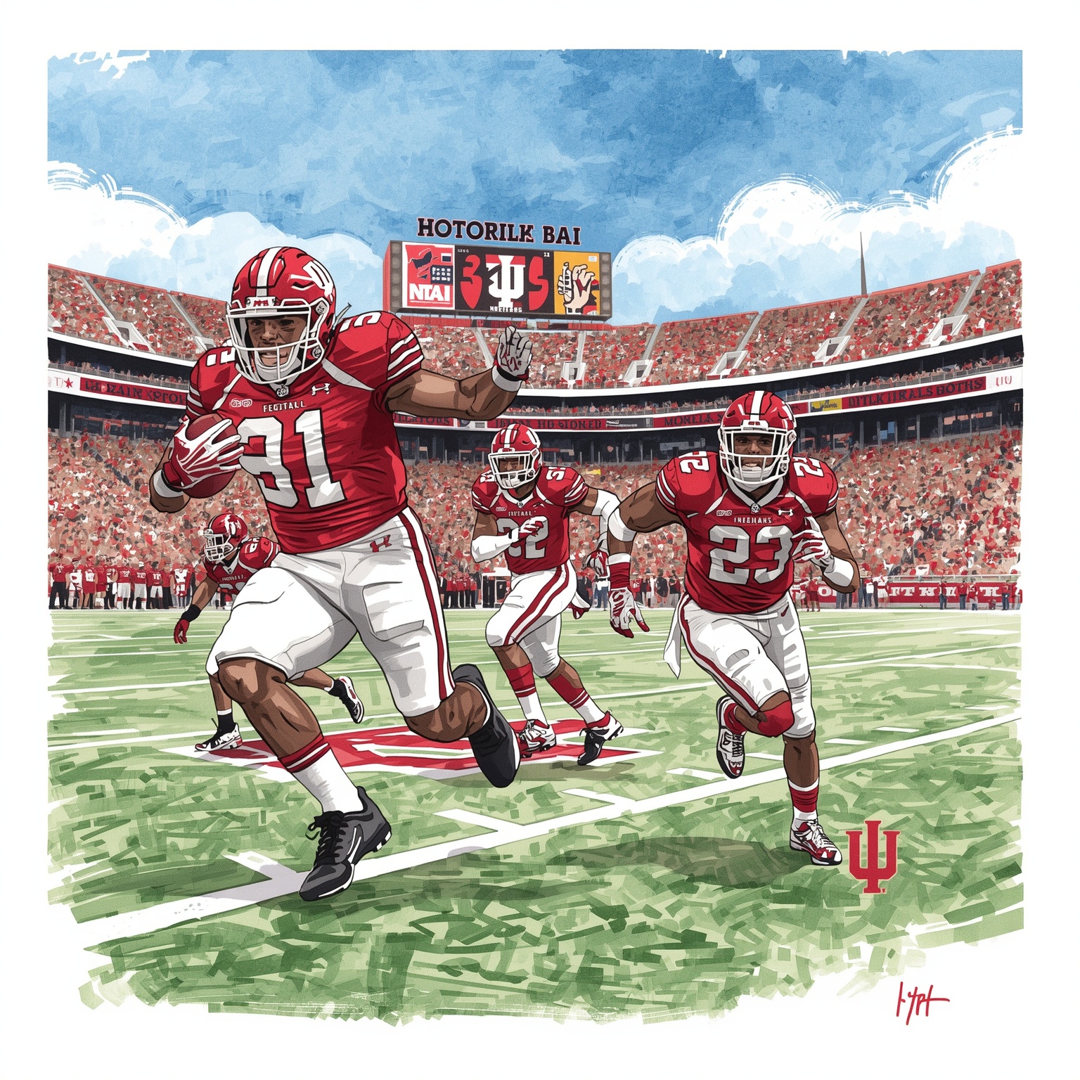Hoosiers’ Tight End Room Faces Unlikely Overload - painting of Indiana Hoosiers football venue