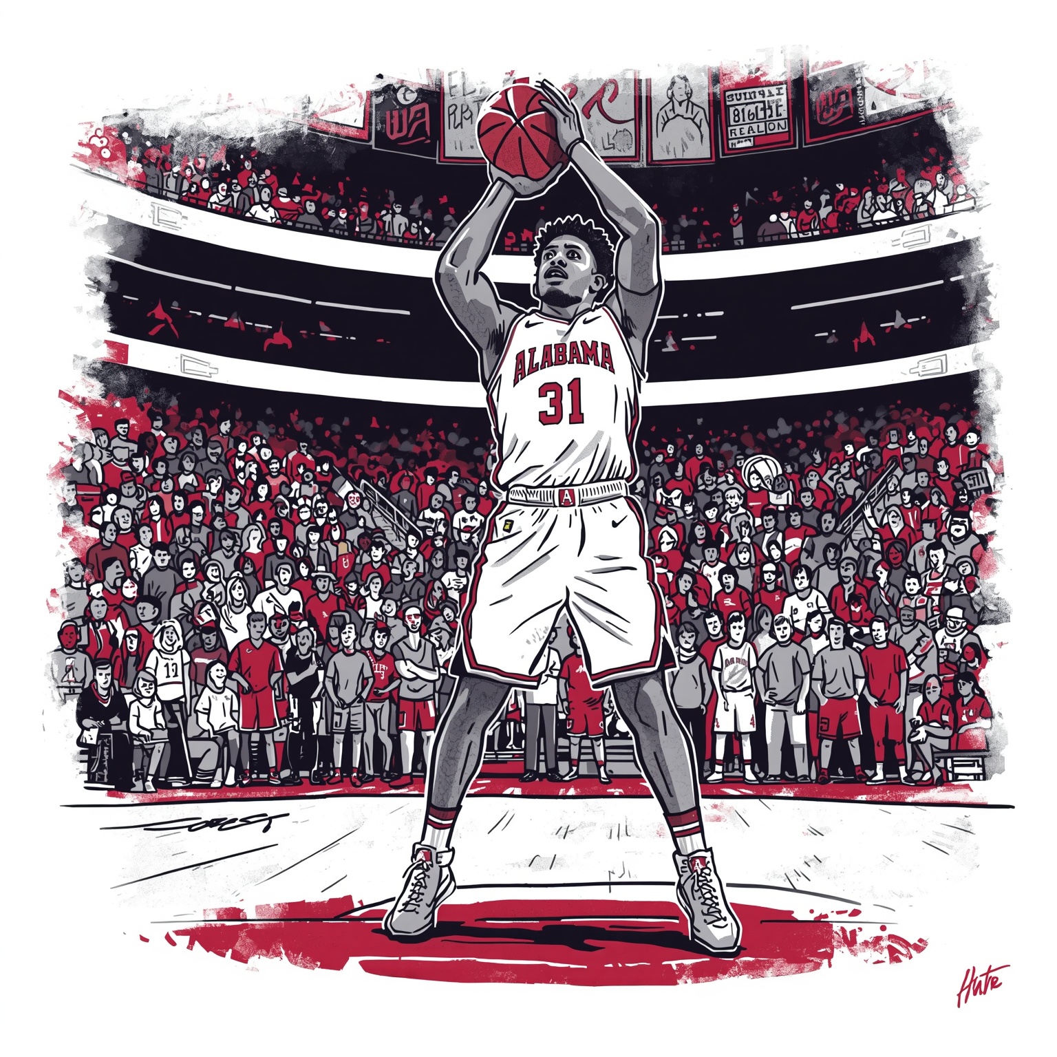Alabama’s Rising Tide in the NBA Draft and Beyond - painting of Alabama Crimson Tide basketball venue