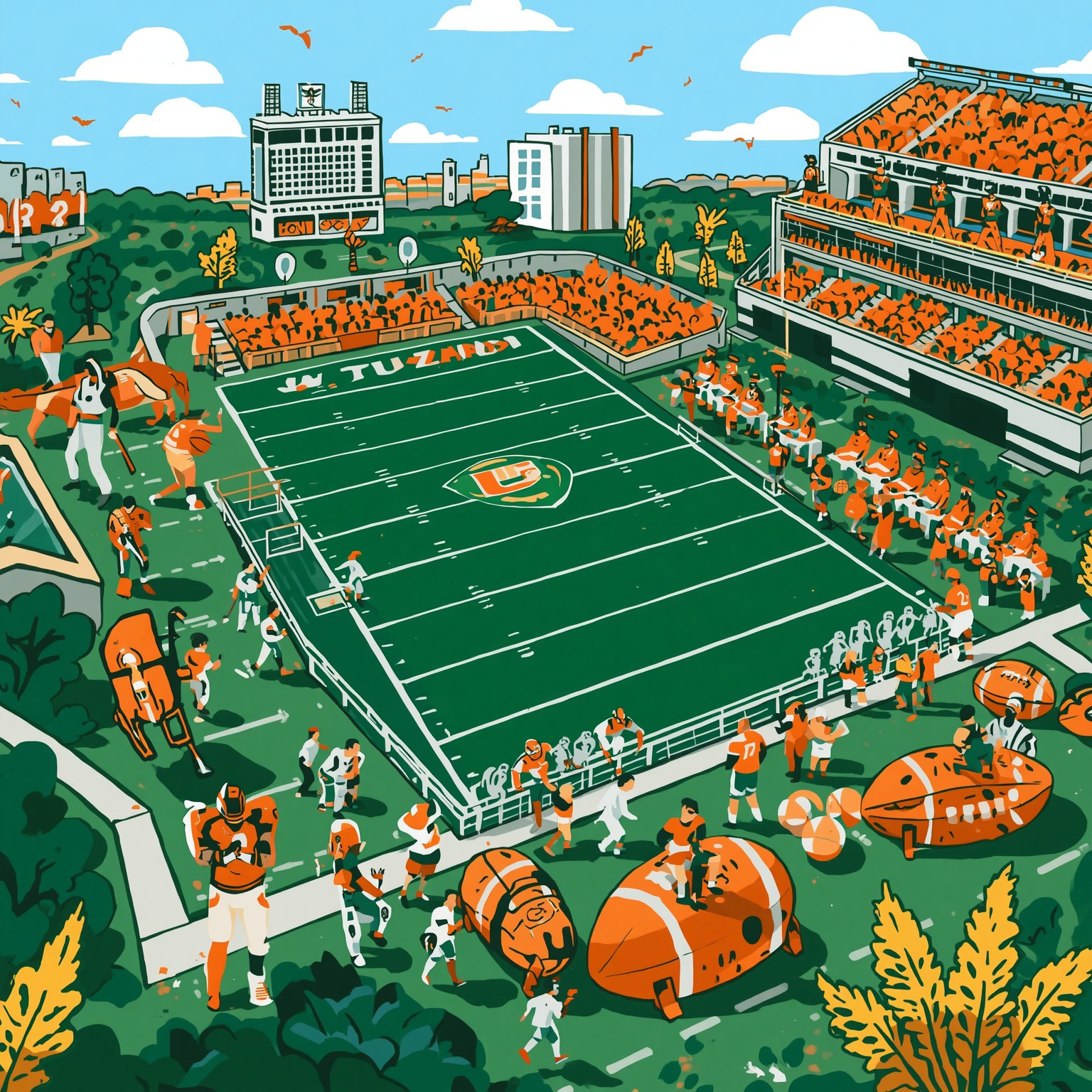 Miami Hurricanes: Recruits, Rankings, and Championship Hopes - painting of Miami Hurricanes football, basketball venue