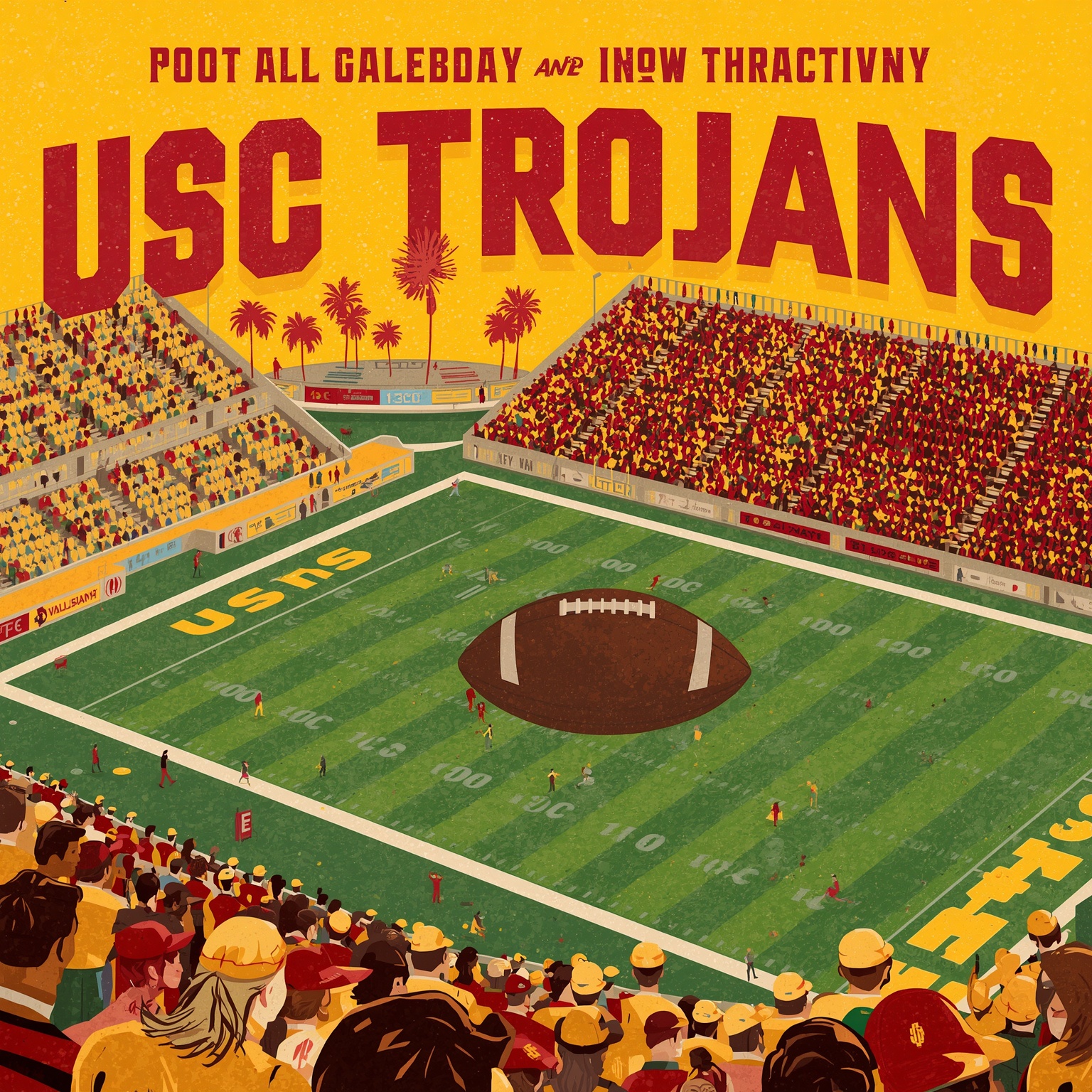 USC Football: Media Days Stars and Legacy Recruit Showdown - painting of USC Trojans football venue