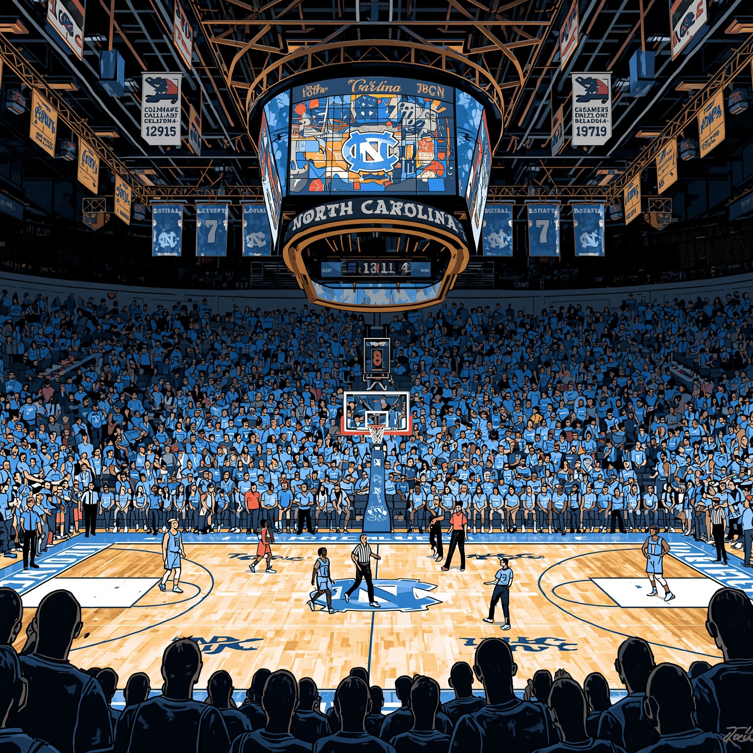 Tar Heels’ Ups, Downs, and NBA Draft Dreams - painting of North Carolina Tar Heels basketball venue