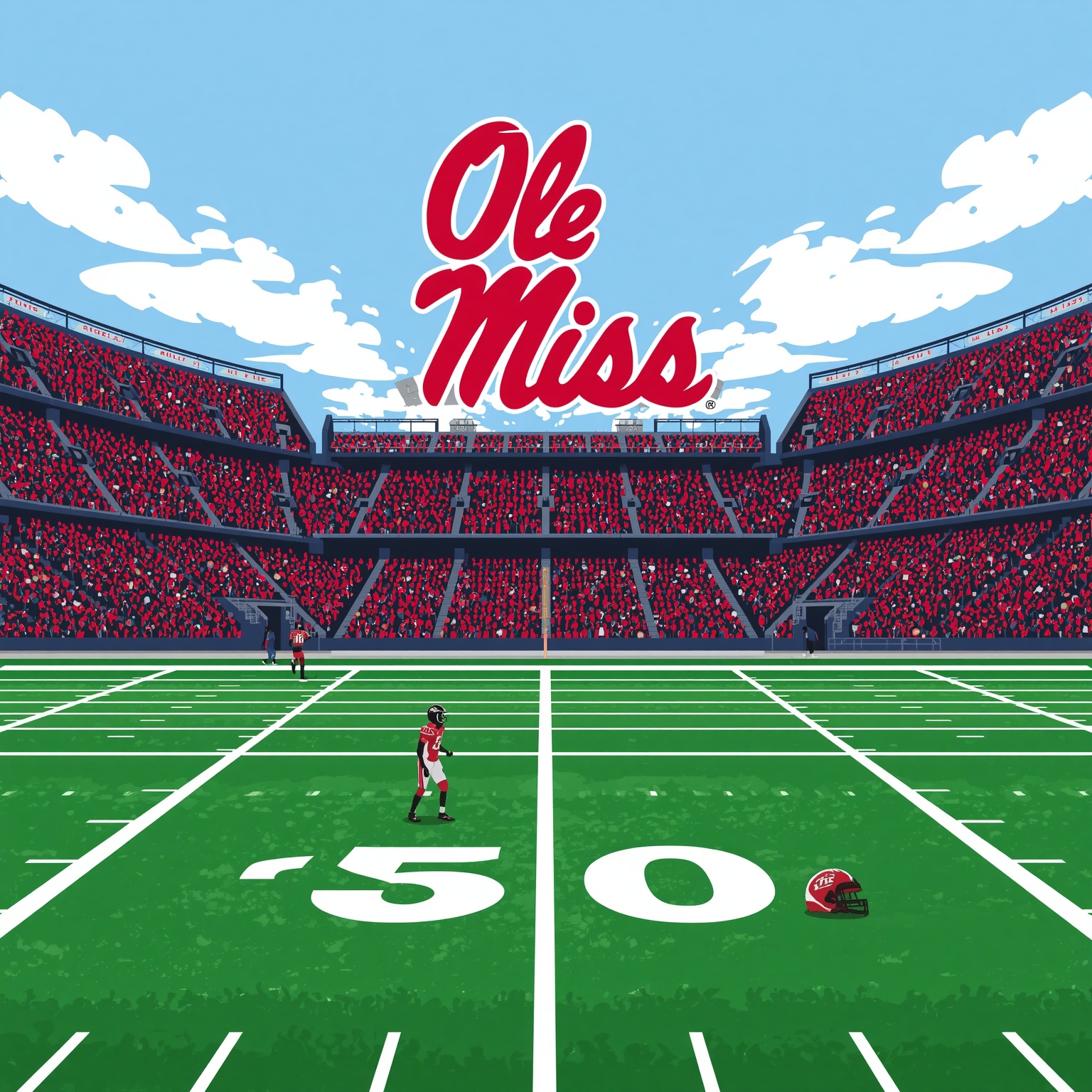 Ole Miss Rebels: QB Ratings and SEC Showdowns - painting of Ole Miss Rebels football,basketball venue