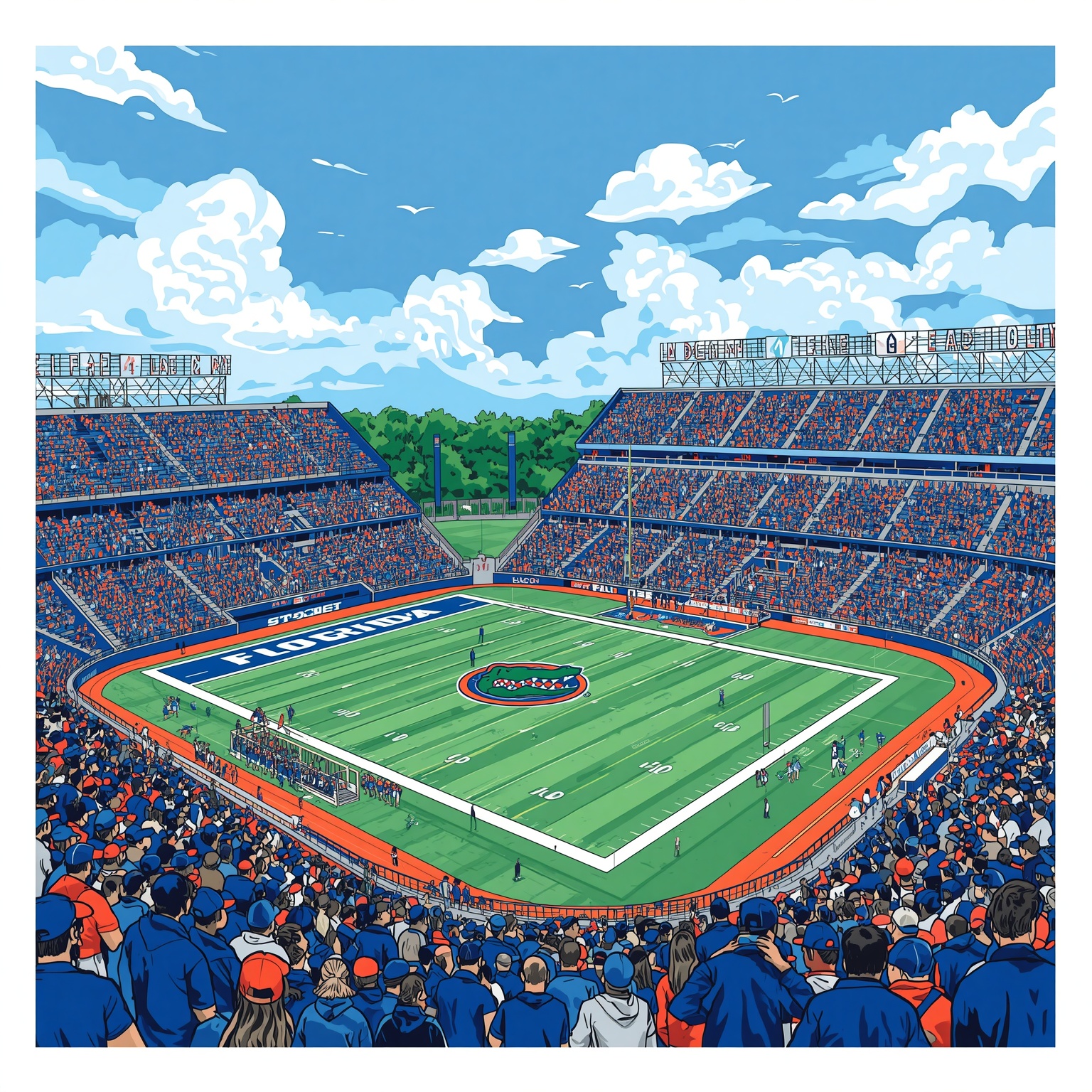 Jackson’s Bullpen Bonanza Seals Gator Future 2027 - painting of Florida Gators football, baseball venue