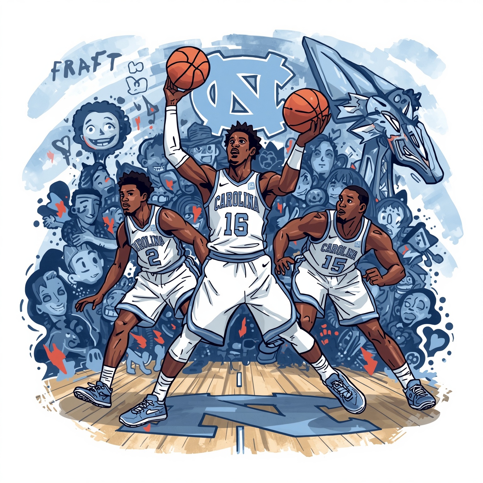 Tar Heels Draft Drama: Wilson’s Rise & Veesaar’s Fall - painting of North Carolina Tar Heels basketball venue