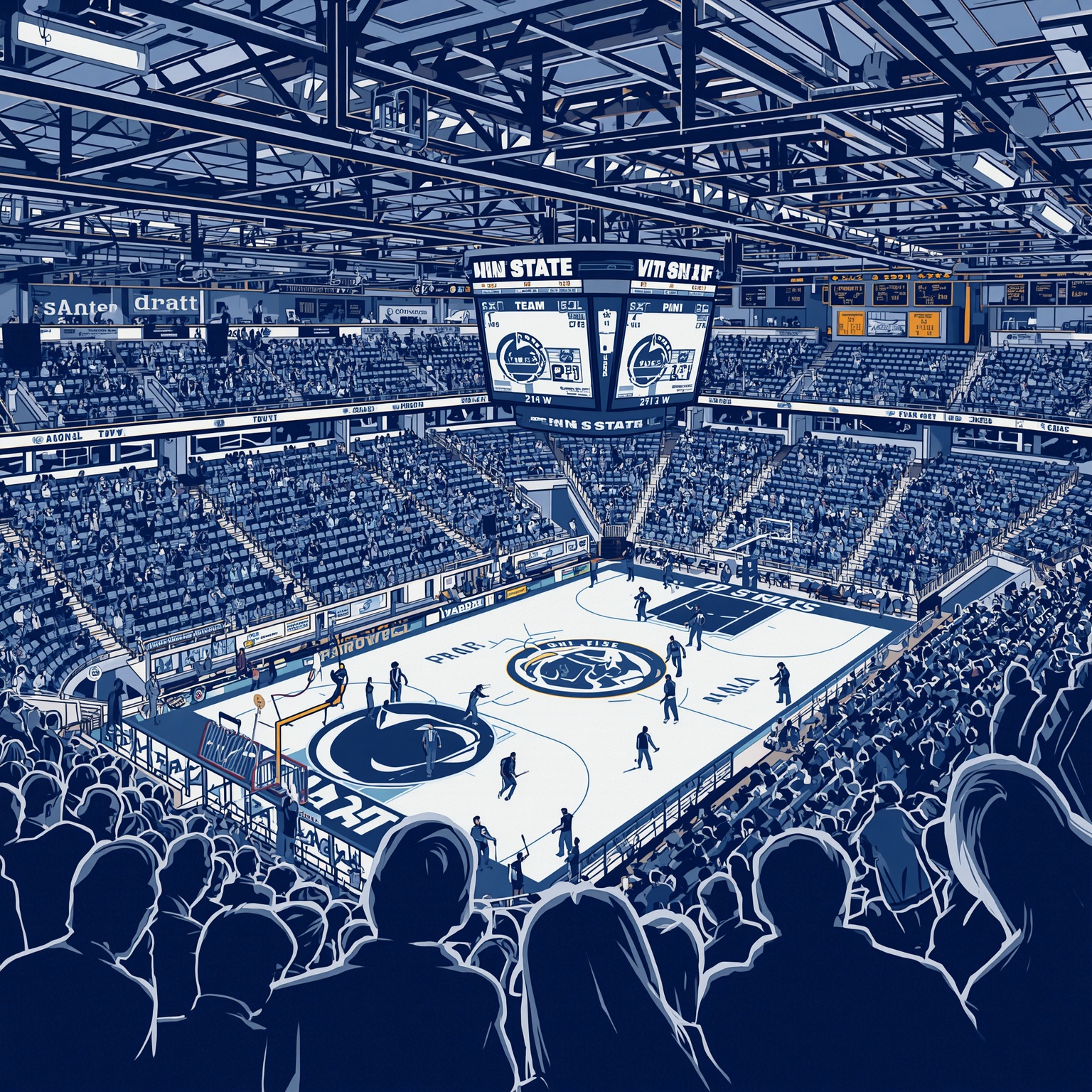 Courtroom Showdown and Draft Day Drama at Penn State - painting of Penn State Nittany Lions basketball, hockey venue