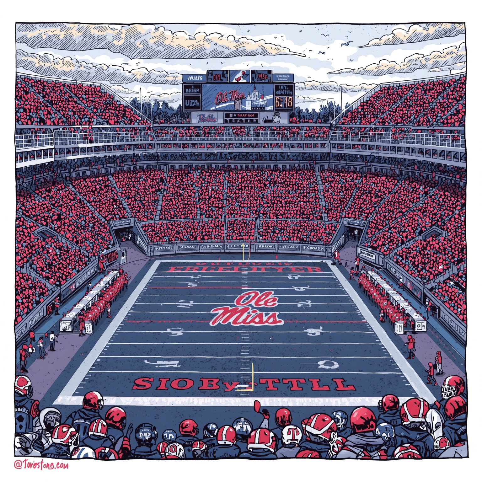 Rebels vs. Sooners: The Ultimate Matchup Breakdown - painting of Ole Miss Rebels football venue