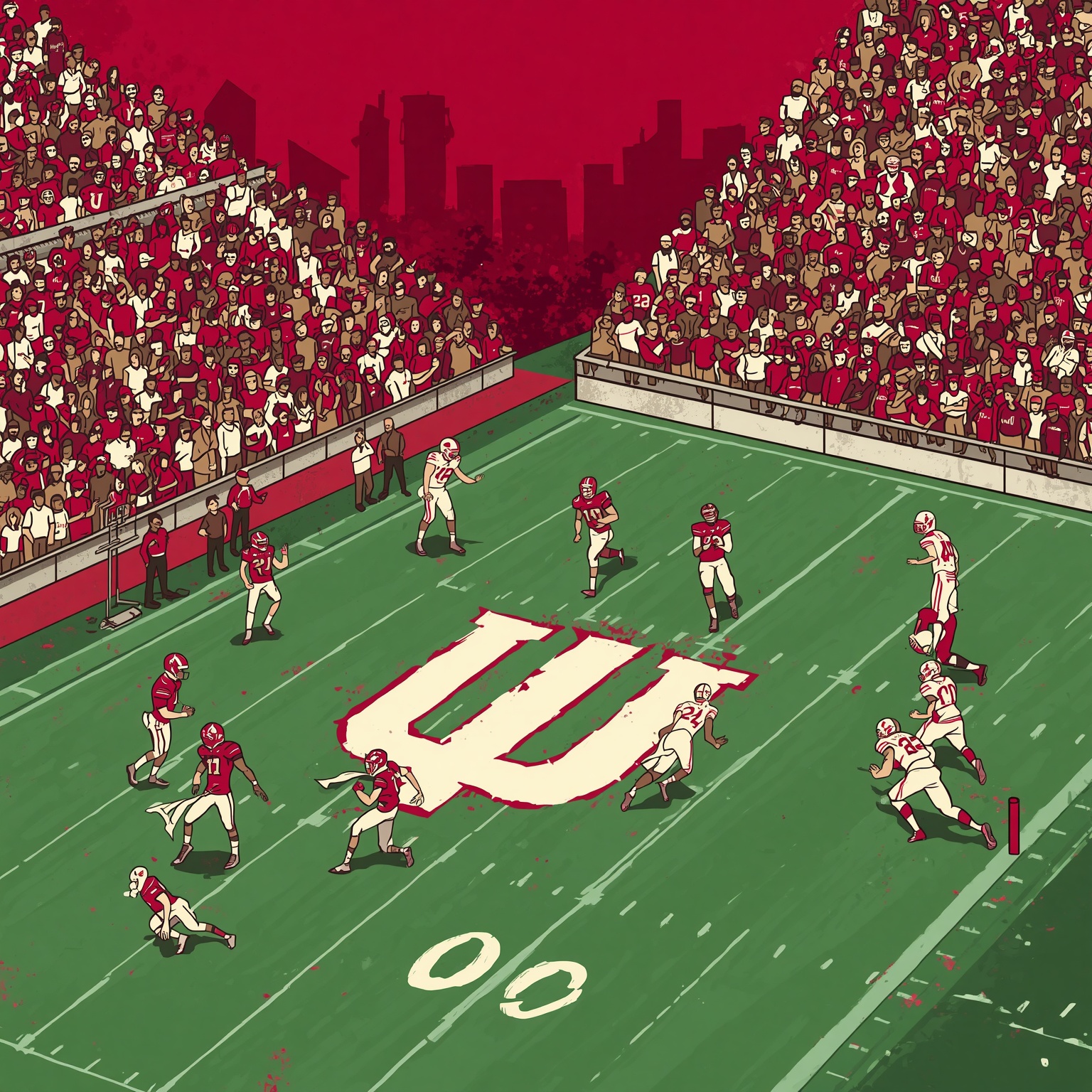 Trenches Over QBs: Cignetti’s Media Days Manifesto - painting of Indiana Hoosiers football venue