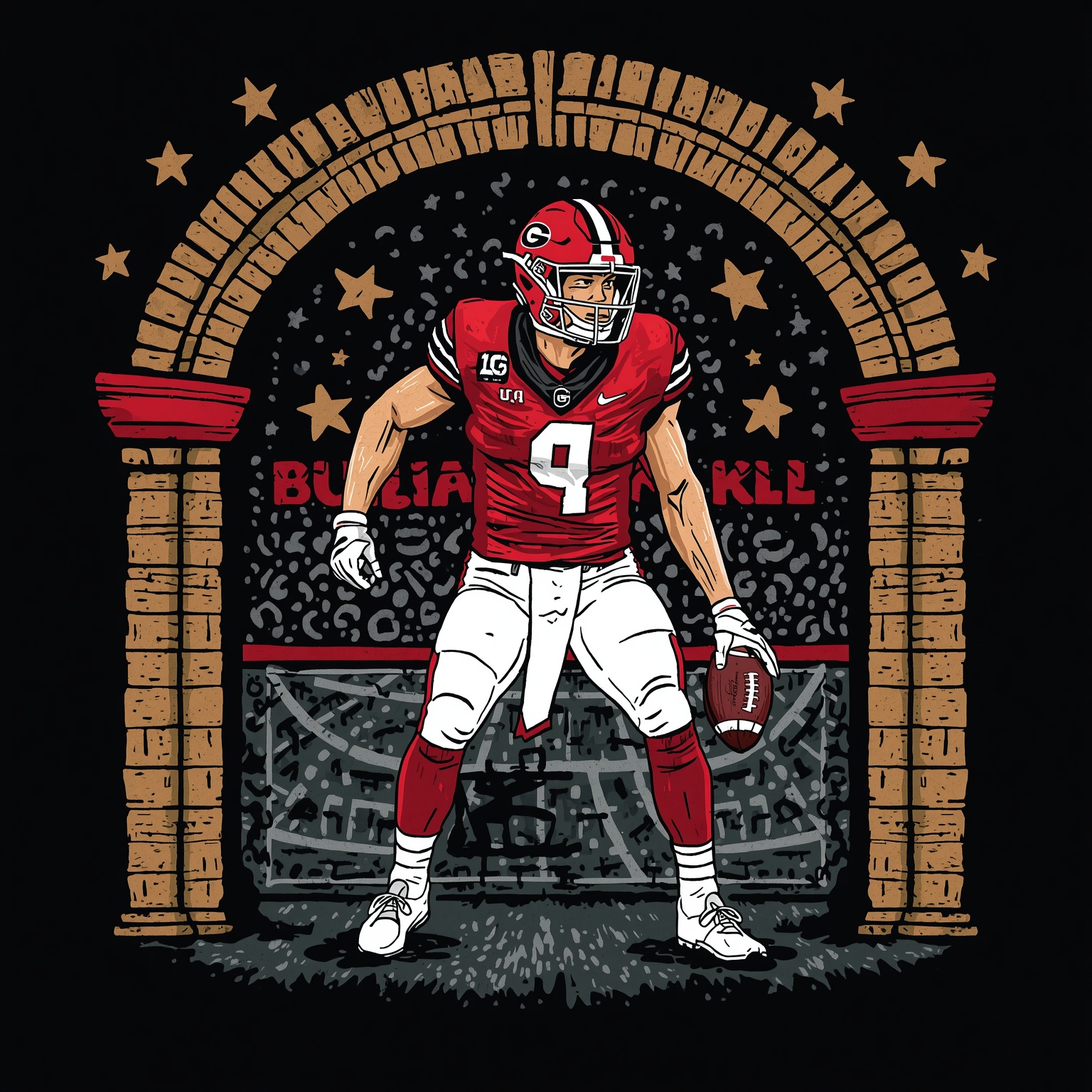 Gunner Stockton Sidelines Himself in EA Playoff - painting of Georgia Bulldogs football venue