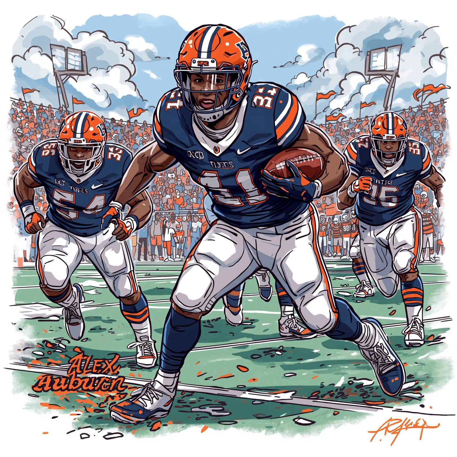 Alex Golesh’s Auburn Roster Overhaul Earns A- - painting of Auburn Tigers football venue