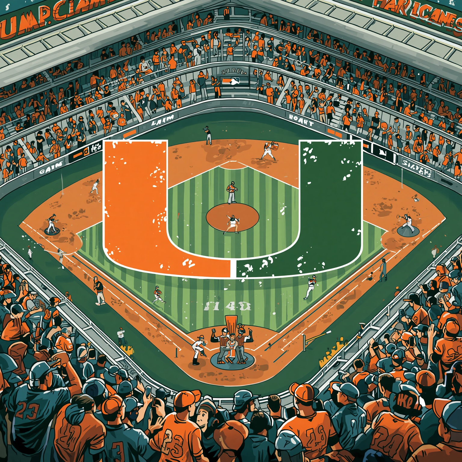 Miami Locks In Rookie Shepard Amid Draft Shakeup - painting of Miami Hurricanes baseball venue