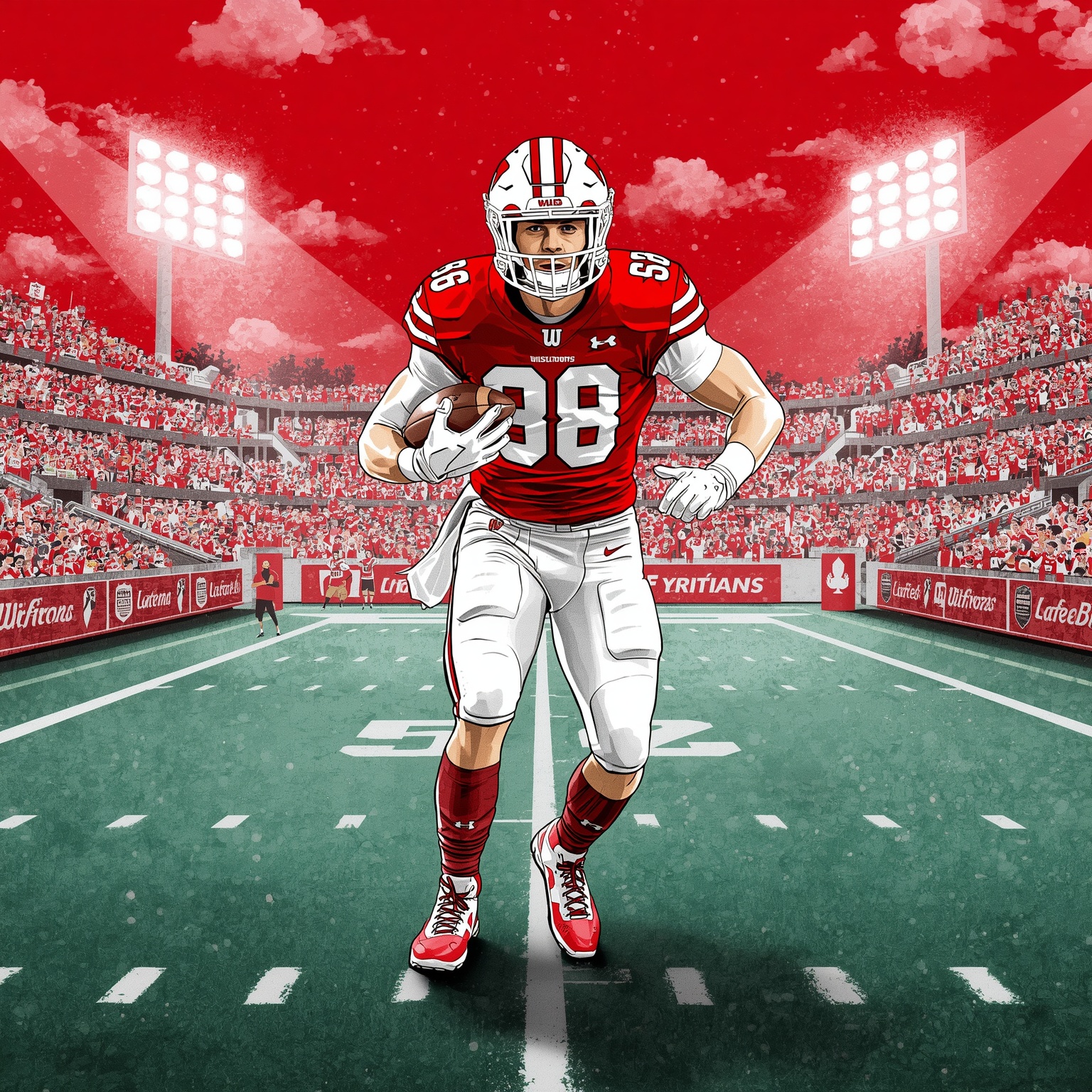 Badgers Set to Tackle Eagles in Early Season Spotlight - painting of Wisconsin Badgers football venue