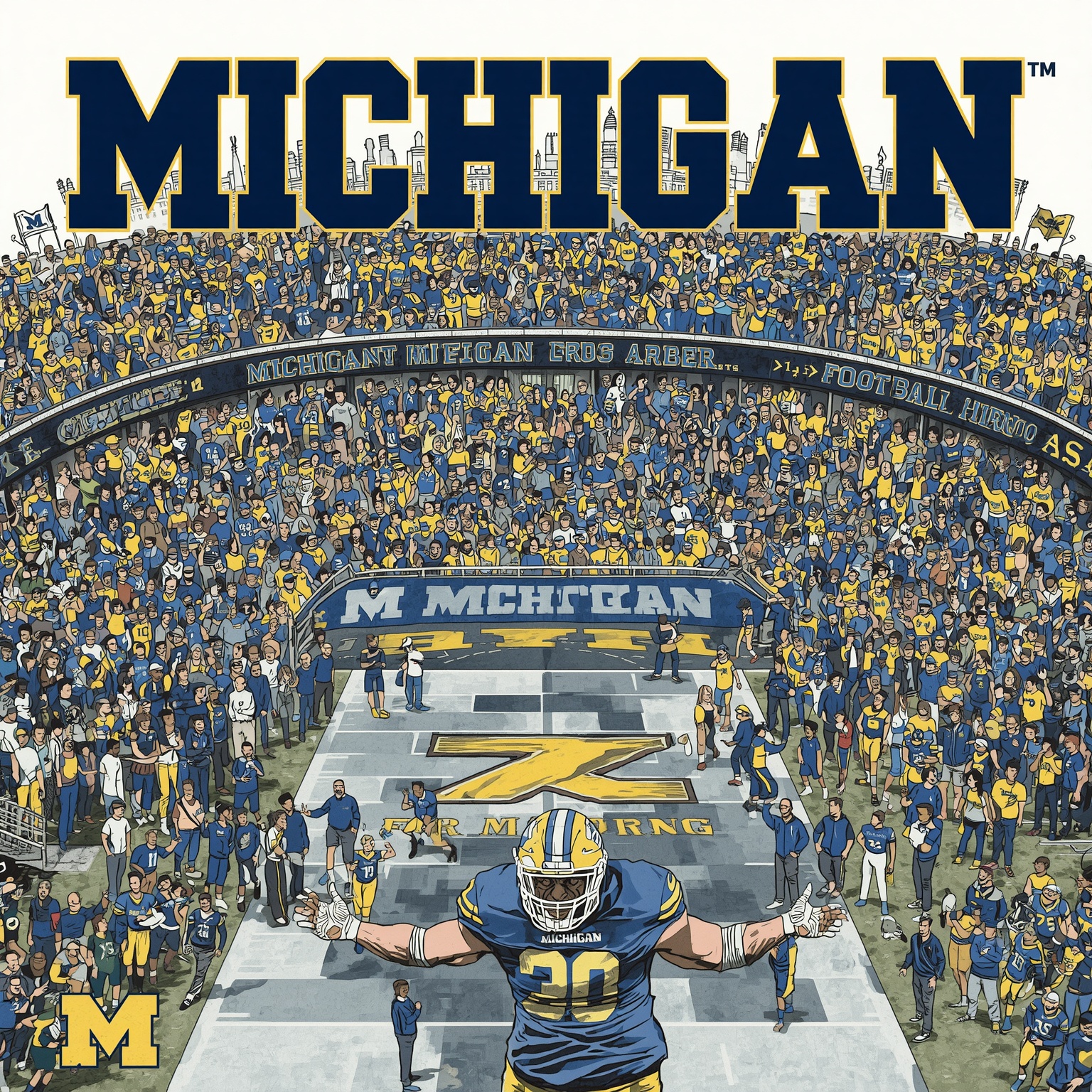Michigan Sports Shakeup: Hoops Coach Tag & Football Recruits - painting of Michigan Wolverines football,basketball venue