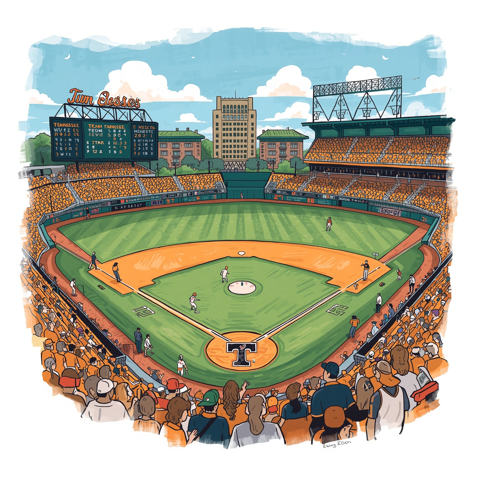 Grindlinger’s Curveball to MLB: A Volunteer’s Dilemma - painting of Tennessee Volunteers baseball venue