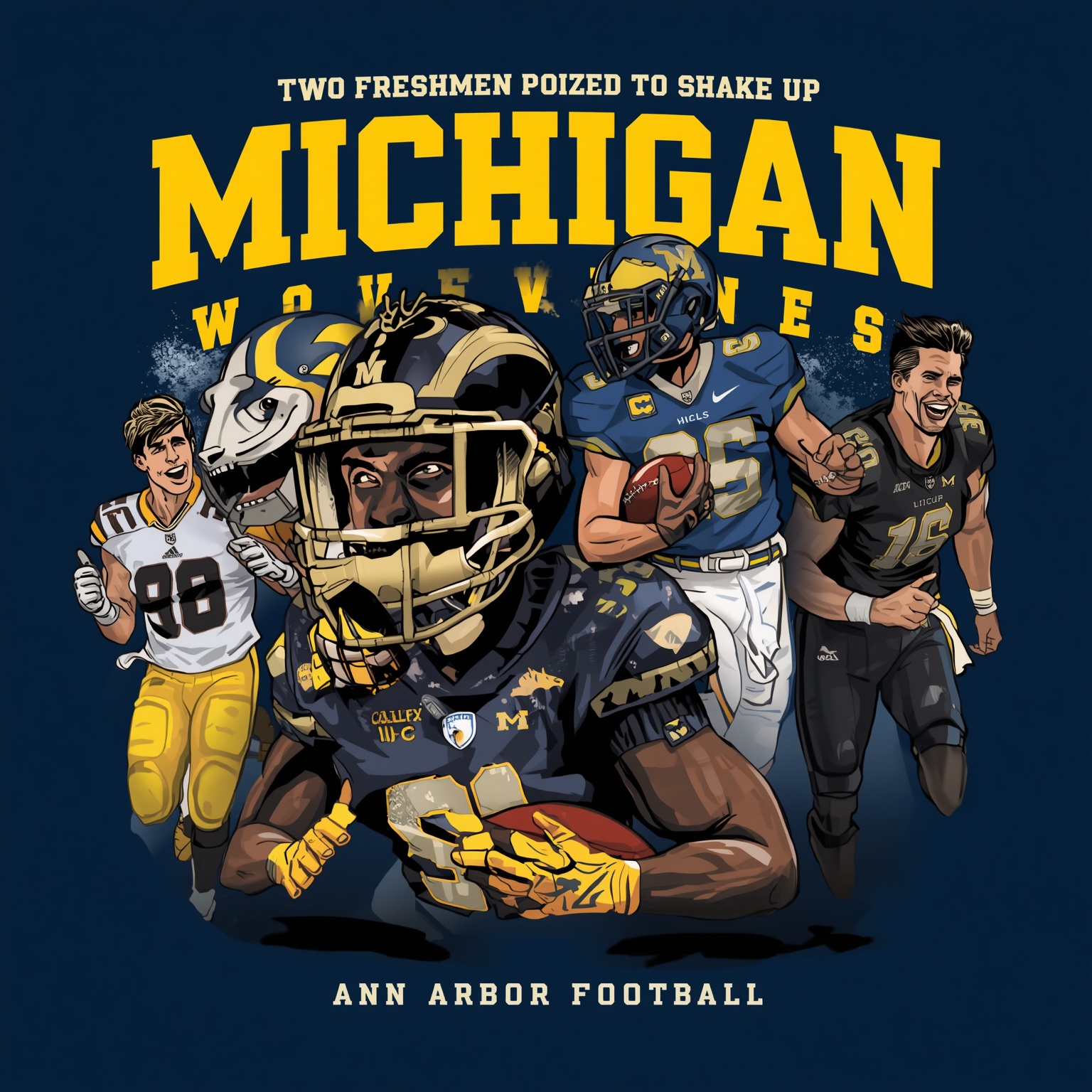 Two Freshmen Poised to Shake Up Michigan Football - painting of Michigan Wolverines football venue