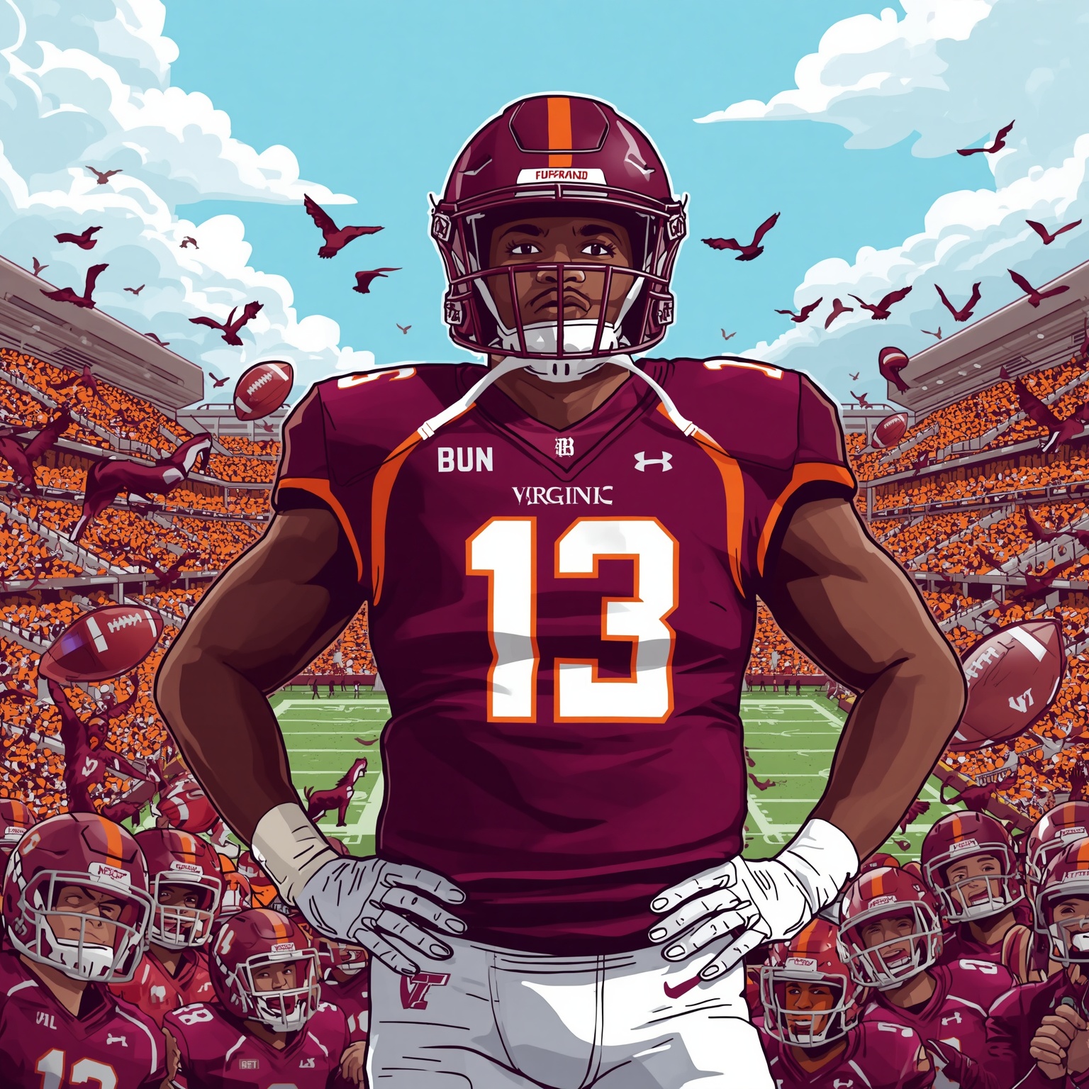 Virginia Tech Football: Coaching Legends & Season Preview - painting of Virginia Tech Hokies football venue