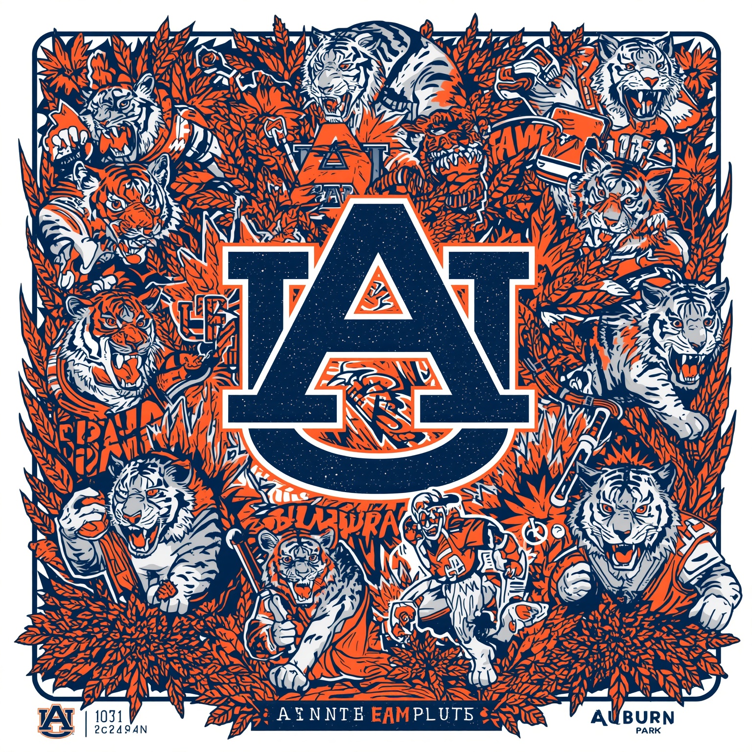 Auburn Tigers: From Diamond Digs to Recruiting Feats - painting of Auburn Tigers baseball, football venue