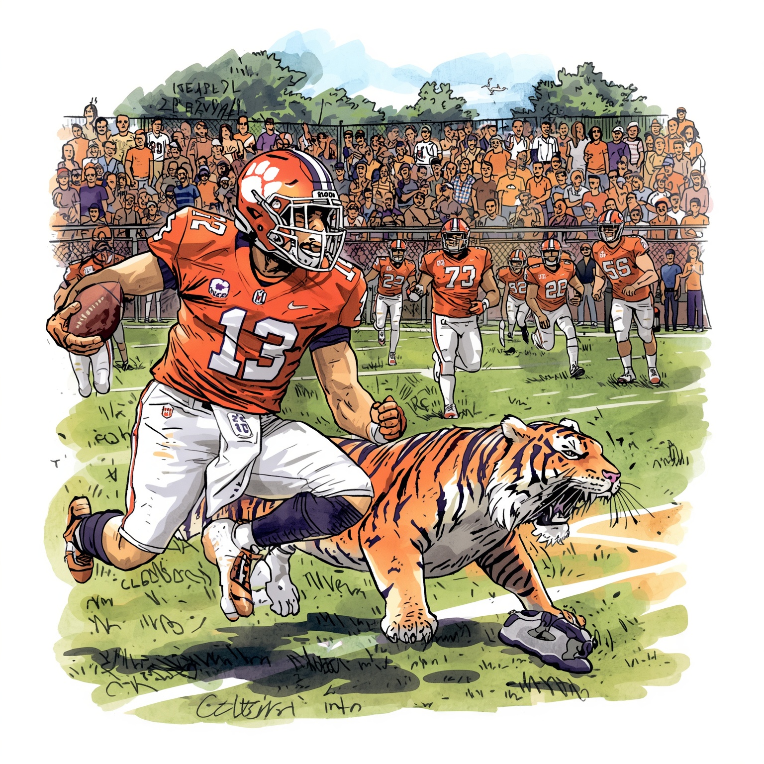 Clemson’s Presidential U-Turn and Pitching Phenoms - painting of Clemson Tigers football, baseball venue