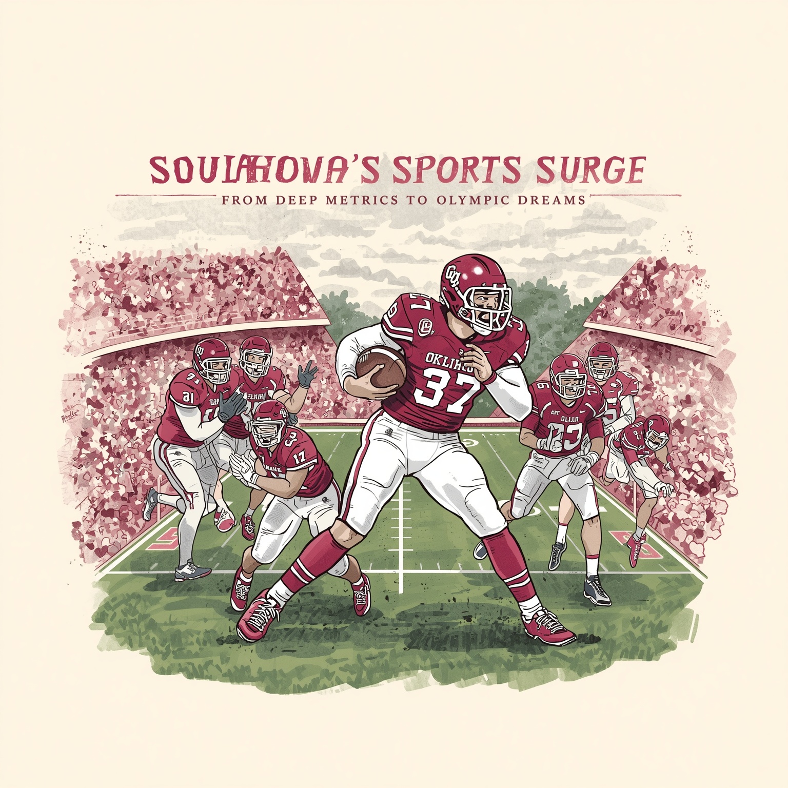 Oklahoma’s Sports Surge: From Deep Metrics to Olympic Dreams - painting of Oklahoma Sooners football,softball venue