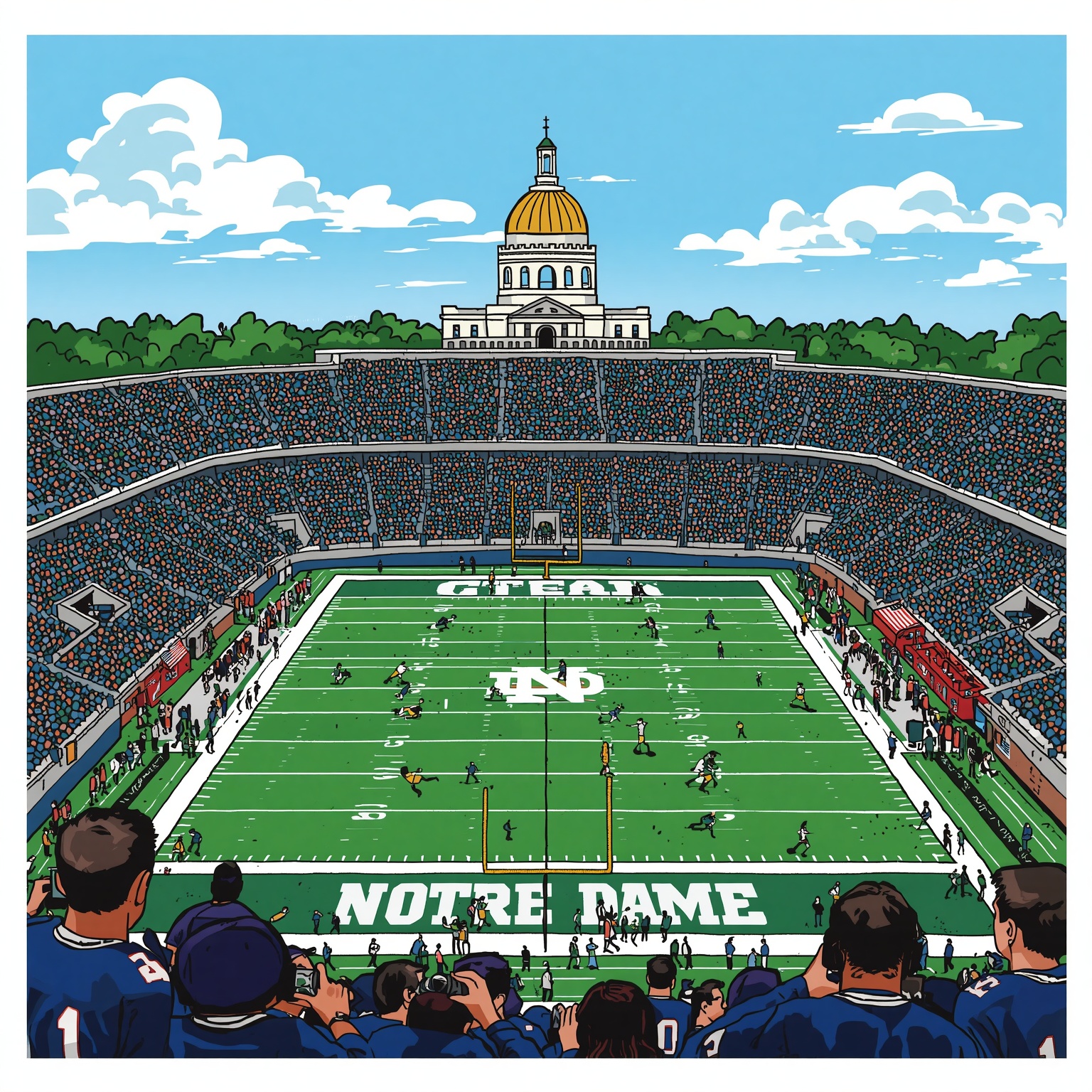Irish & Packers: A Legacy Woven Through Football - painting of Notre Dame Fighting Irish football venue