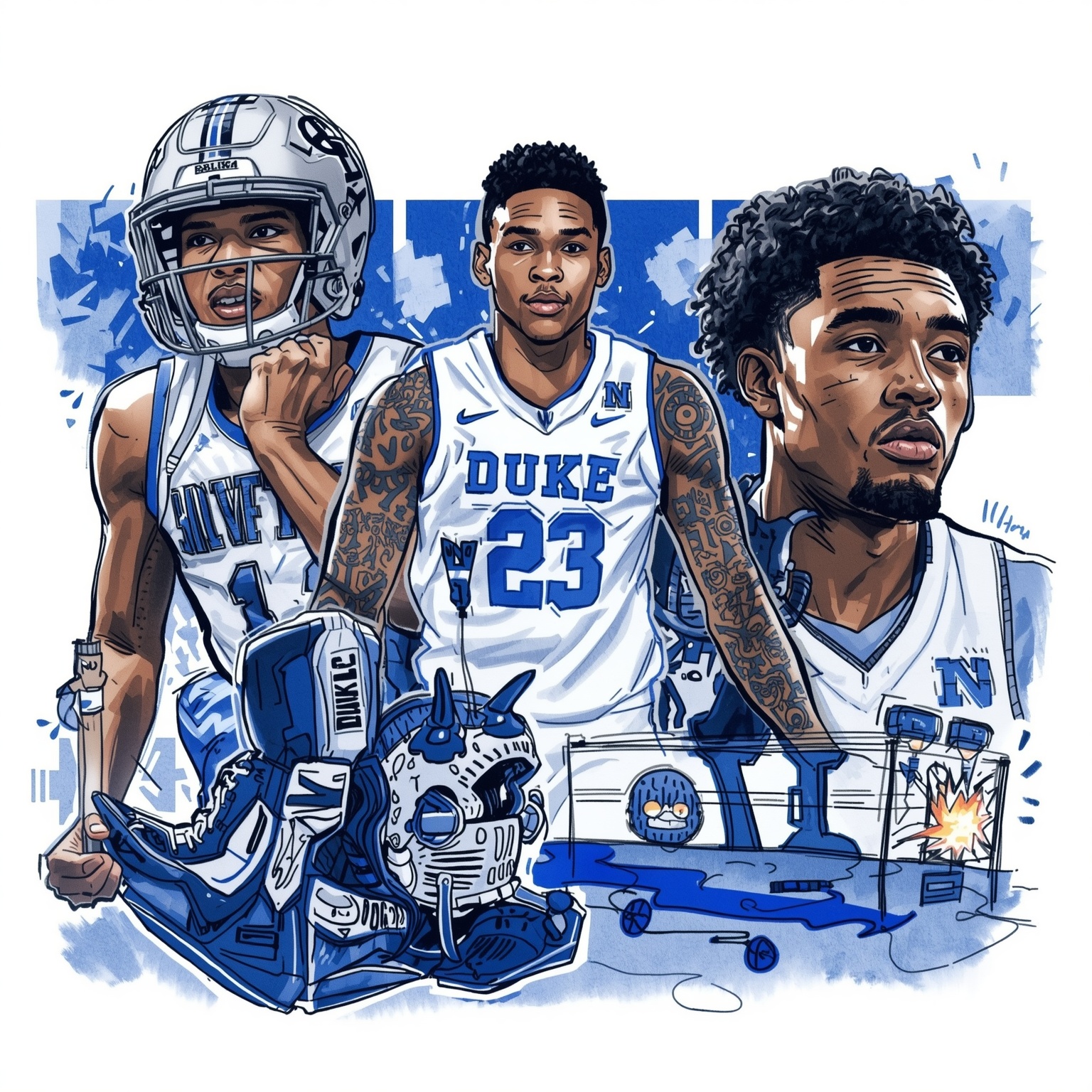 Duke’s Newcomers: Who Will Make the Biggest Impact? - painting of Duke Blue Devils football,basketball venue