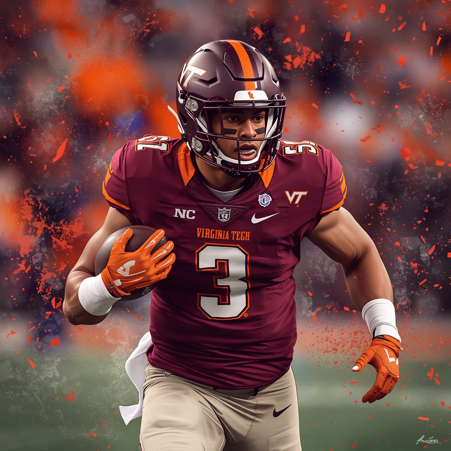 Hokies’ 2026 Hype: Bold Wins and Preseason Projections - painting of Virginia Tech Hokies football venue