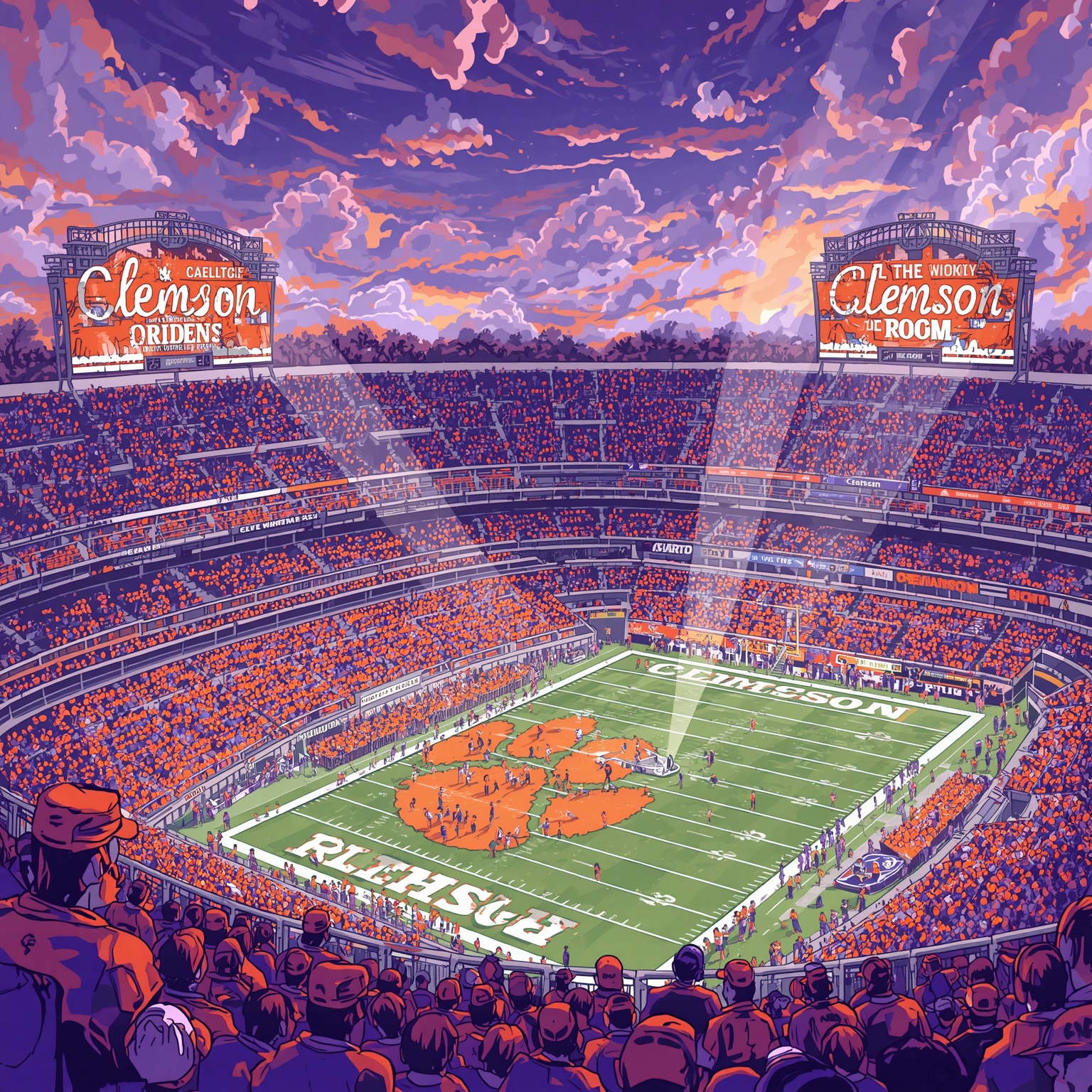 Clemson's 2026 WR Room: Depth for Days - painting of Clemson Tigers football venue