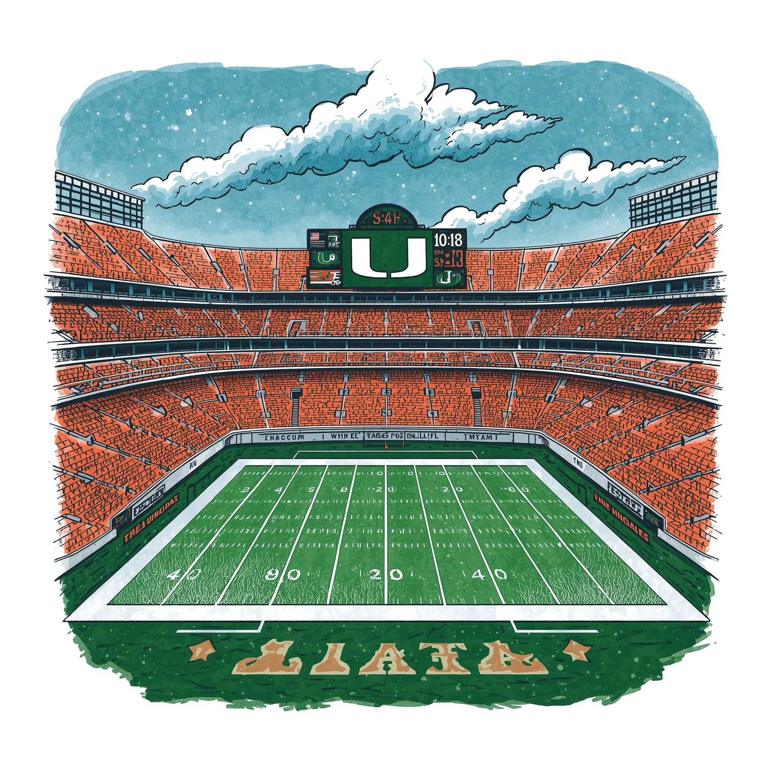 Miami Hurricanes: Early College Football Playoff Contenders? - painting of Miami Hurricanes football venue
