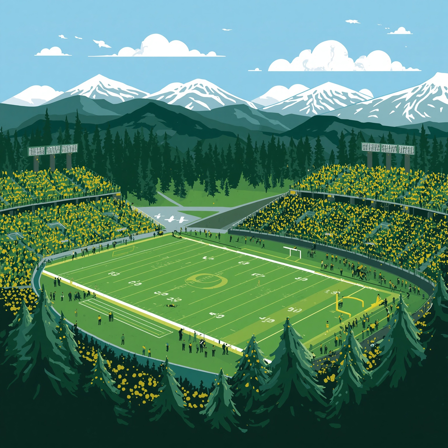 Oregon Ducks' High-Stakes Recruiting Day - painting of Oregon Ducks football venue