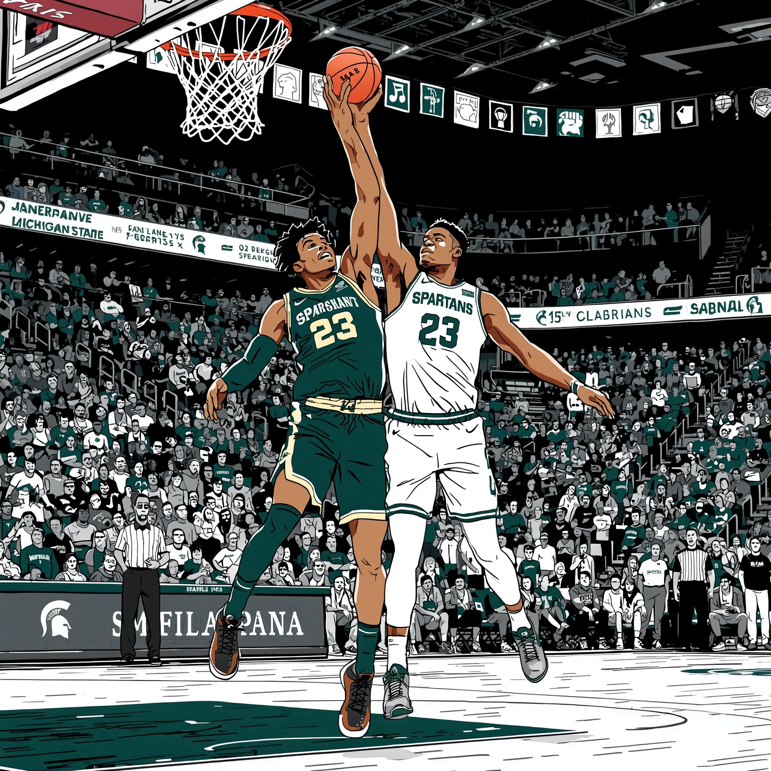 Ward's Splash and Glenn’s Return Ignite Spartans - painting of Michigan State Spartans basketball venue
