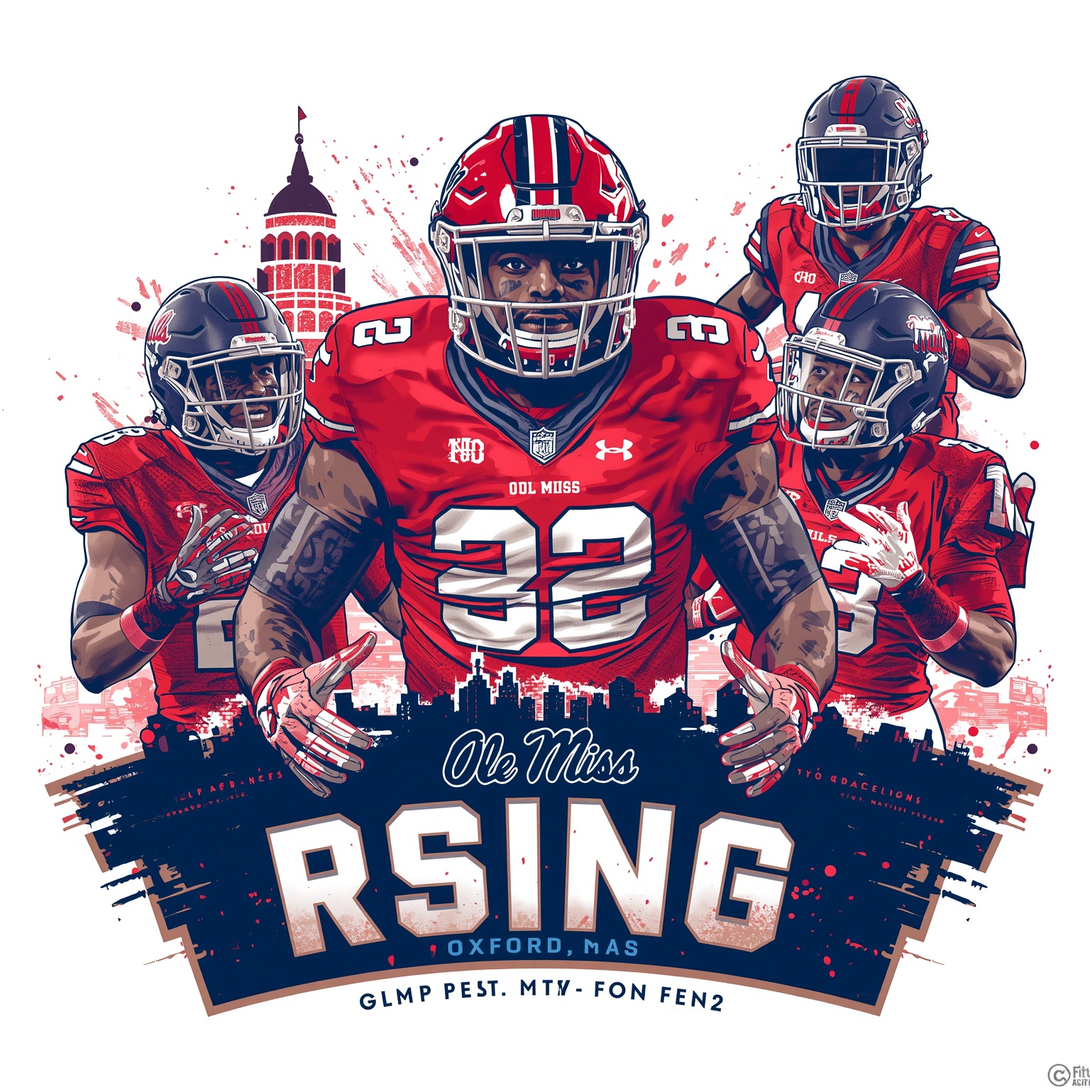 Ole Miss Rising: Recruits, Playoffs & Pros - painting of Ole Miss Rebels football, baseball venue