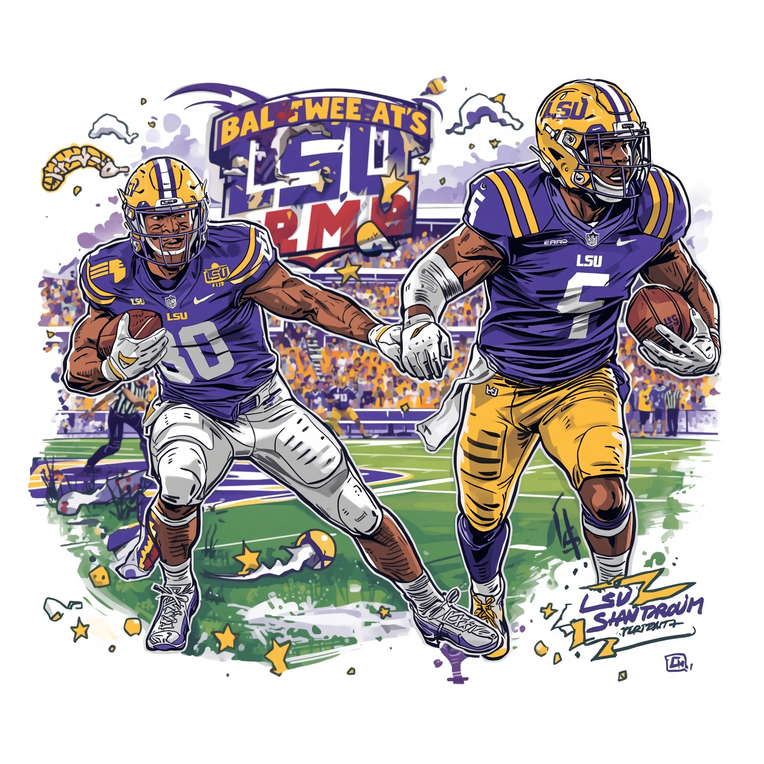 LSU’s New Defensive Star and Roster Reboot - painting of LSU Tigers football, baseball venue