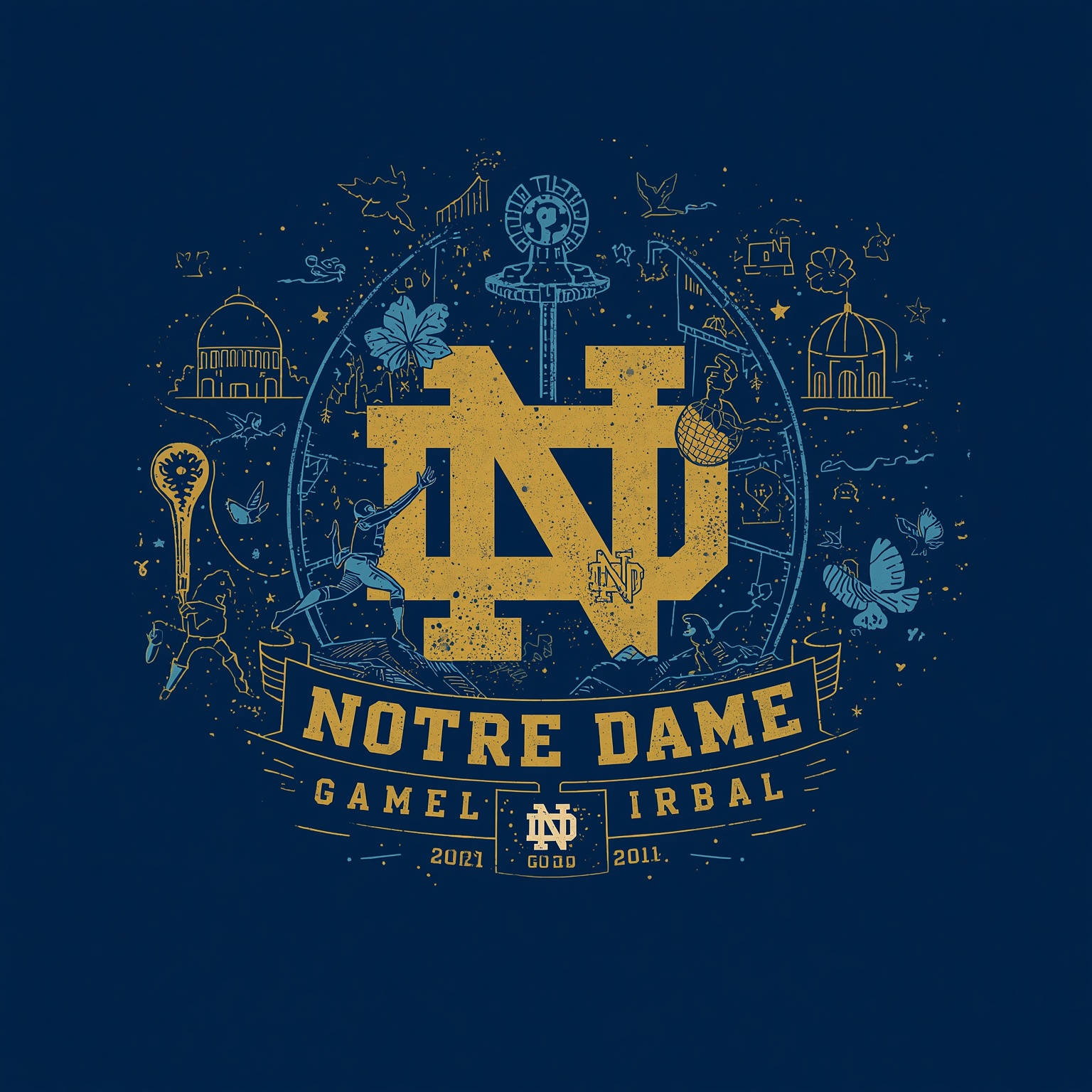 Notre Dame Recruiting Rollercoaster Meets Defensive Dynasty - painting of Notre Dame Fighting Irish football venue