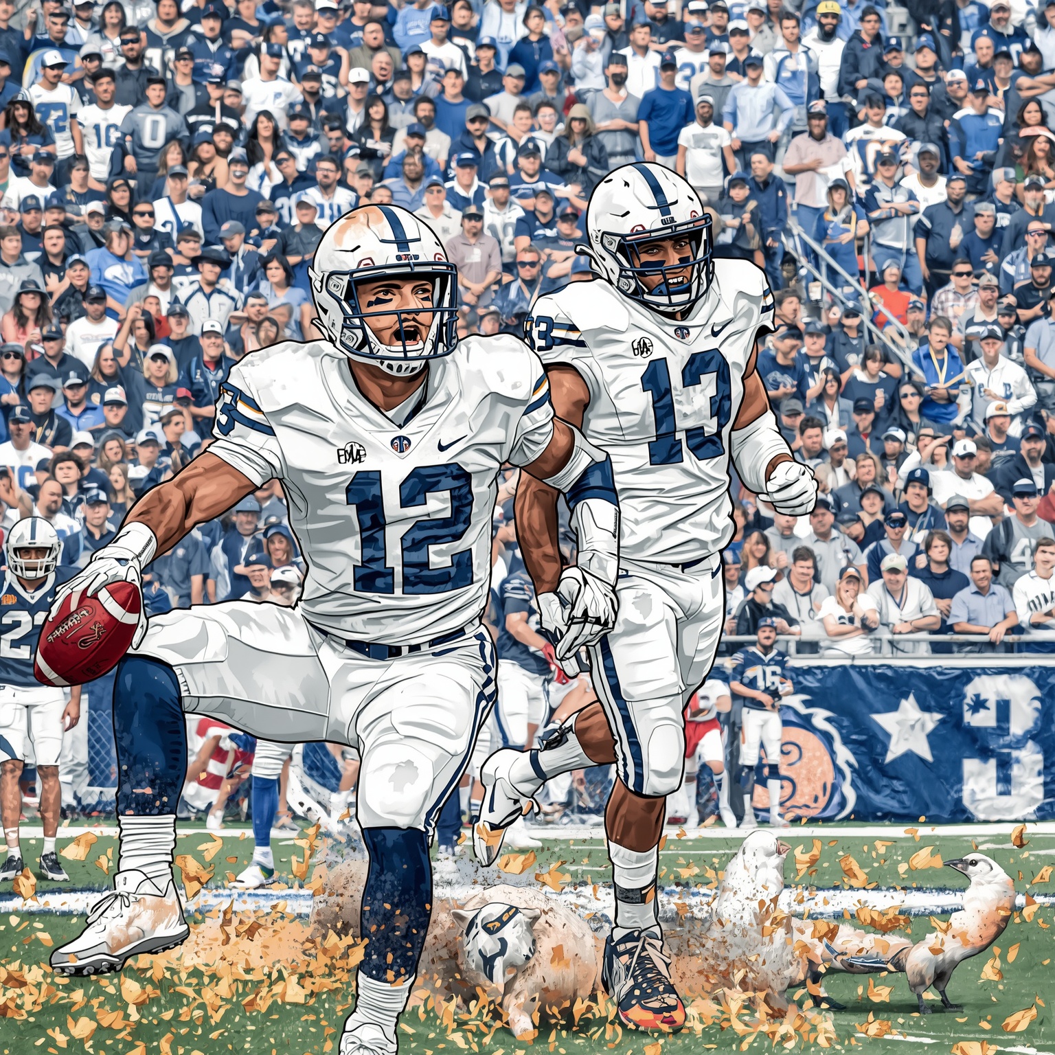 Penn State’s Season Showdowns and Two-Way Baseball Phenom - painting of Penn State Nittany Lions football, baseball venue