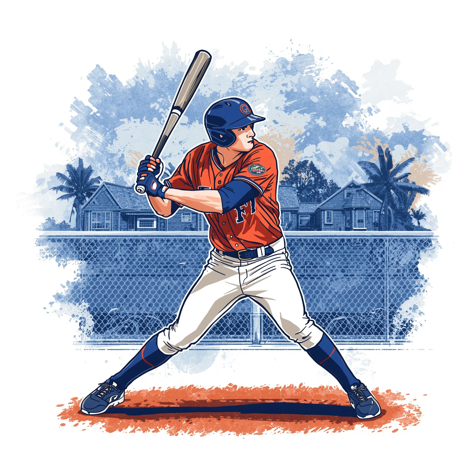 Gators’ Jac Caglianone Targets Netflix Home Run Derby - painting of Florida Gators baseball venue