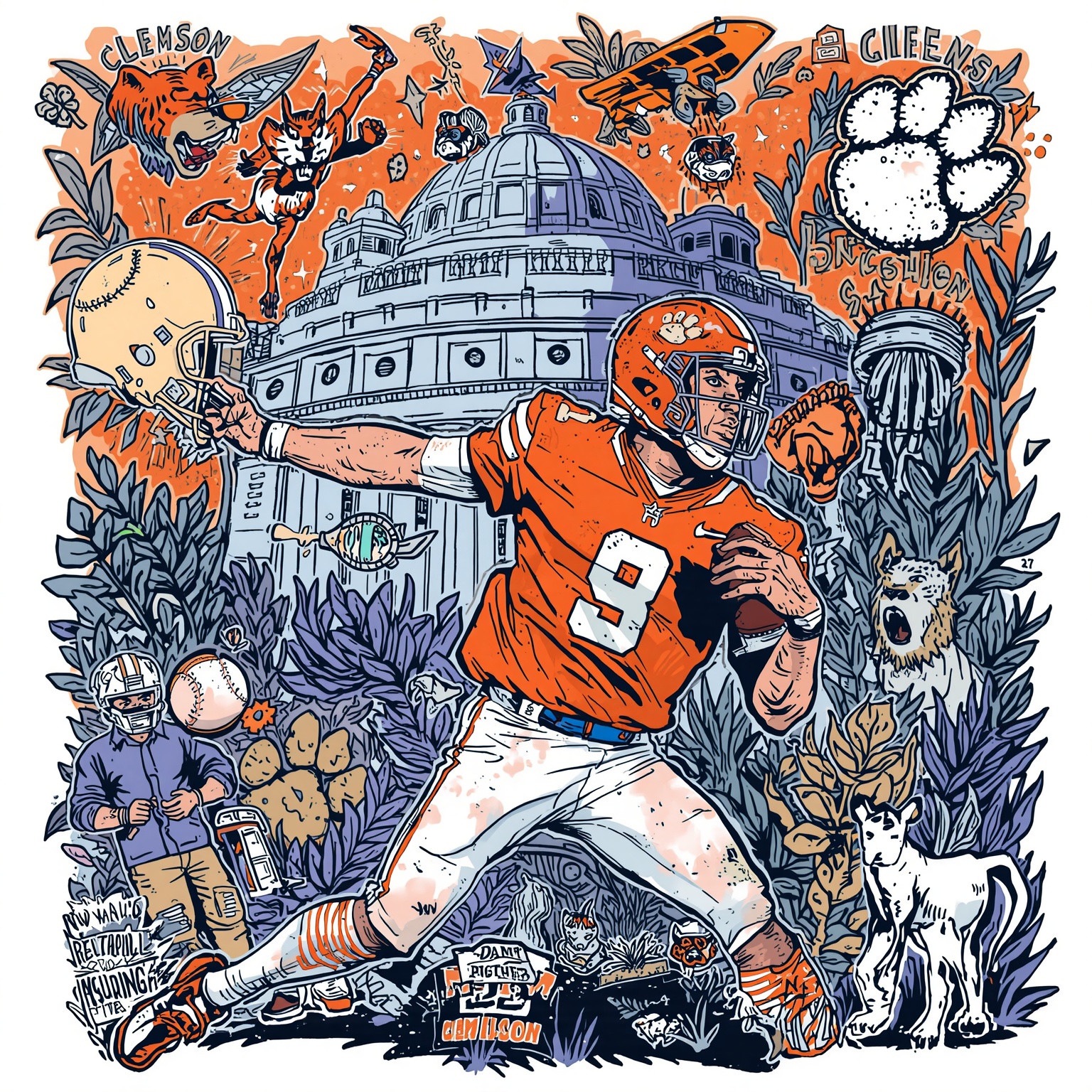 Clemson’s Draft Fever: Pitcher Picked, DB Chooses Top Five - painting of Clemson Tigers baseball, football venue
