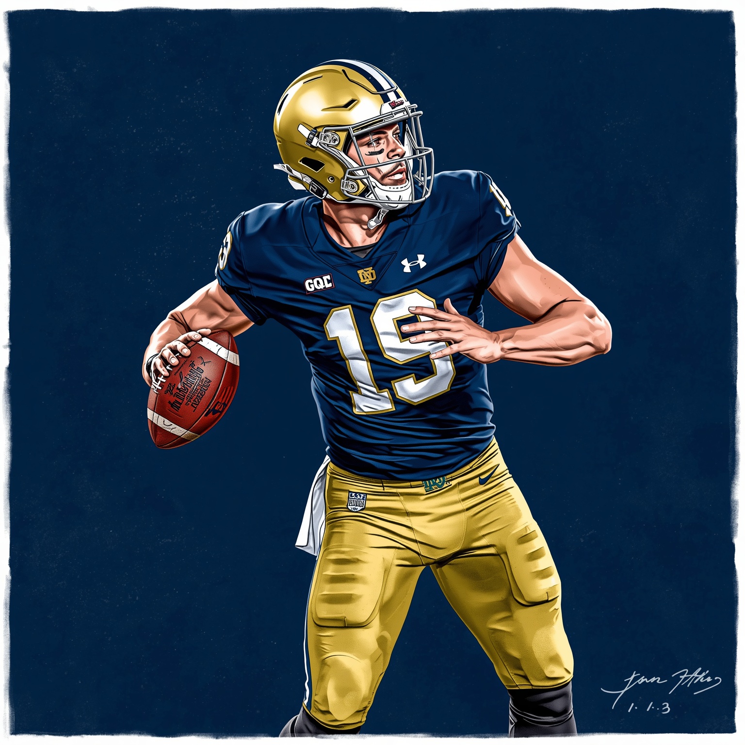 Notre Dame's Next Big Playmaker: Ian Premer Arrives - painting of Notre Dame Fighting Irish football venue