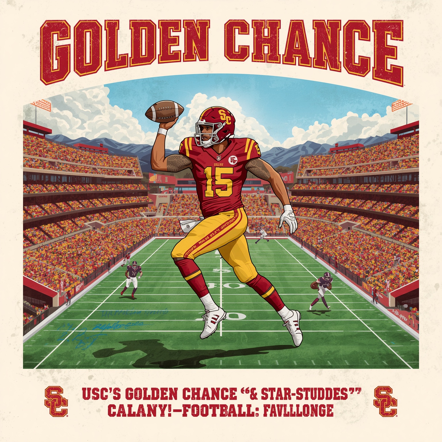 USC's Golden Chance and Star-Studded Roster - painting of USC Trojans football venue