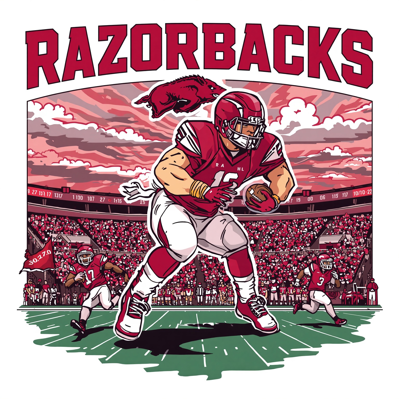 Arkansas Razorbacks’ Rocky Road to SEC Redemption - painting of Arkansas Razorbacks football venue