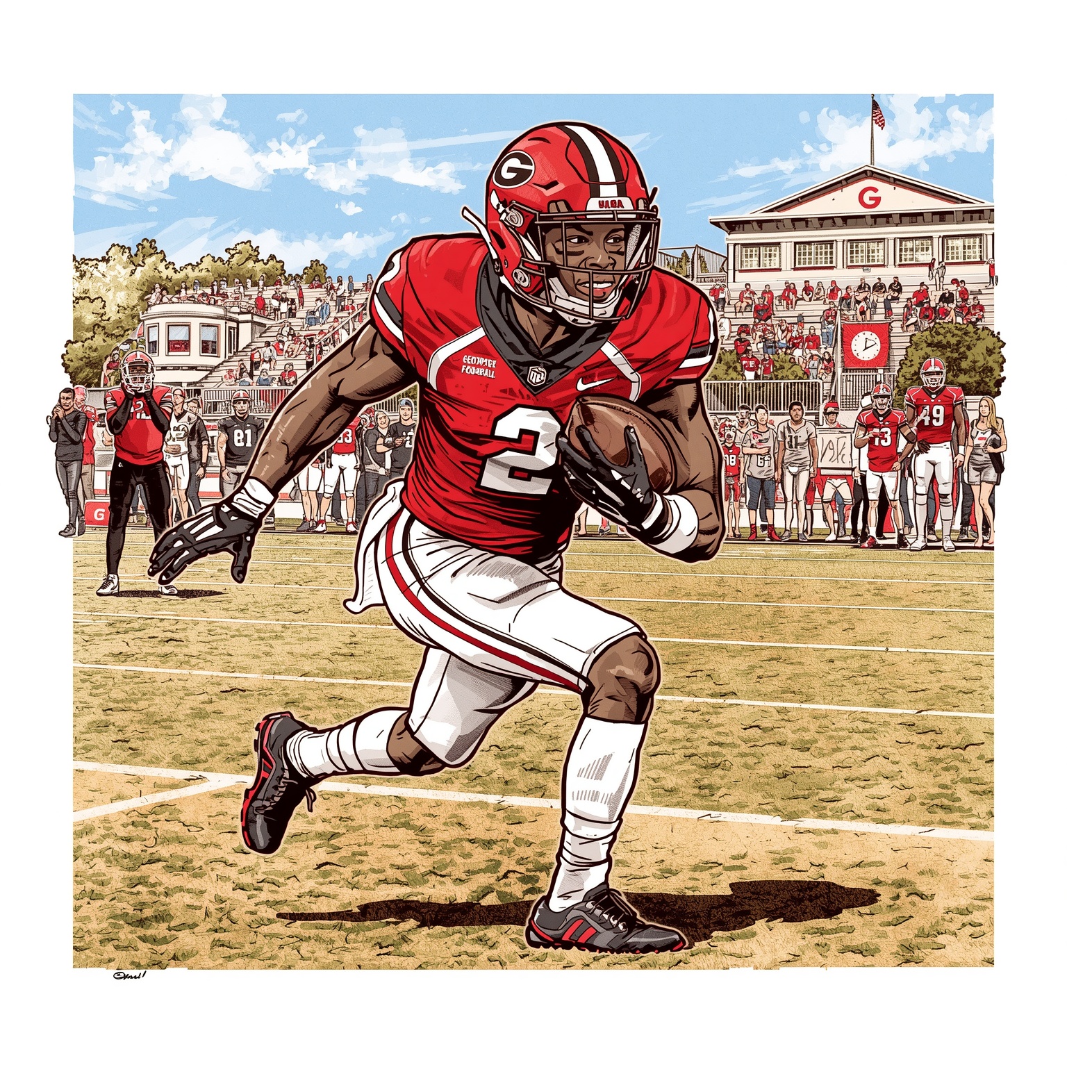 Georgia Recruit Wooten Raves Over Athens Visit - painting of Georgia Bulldogs football venue