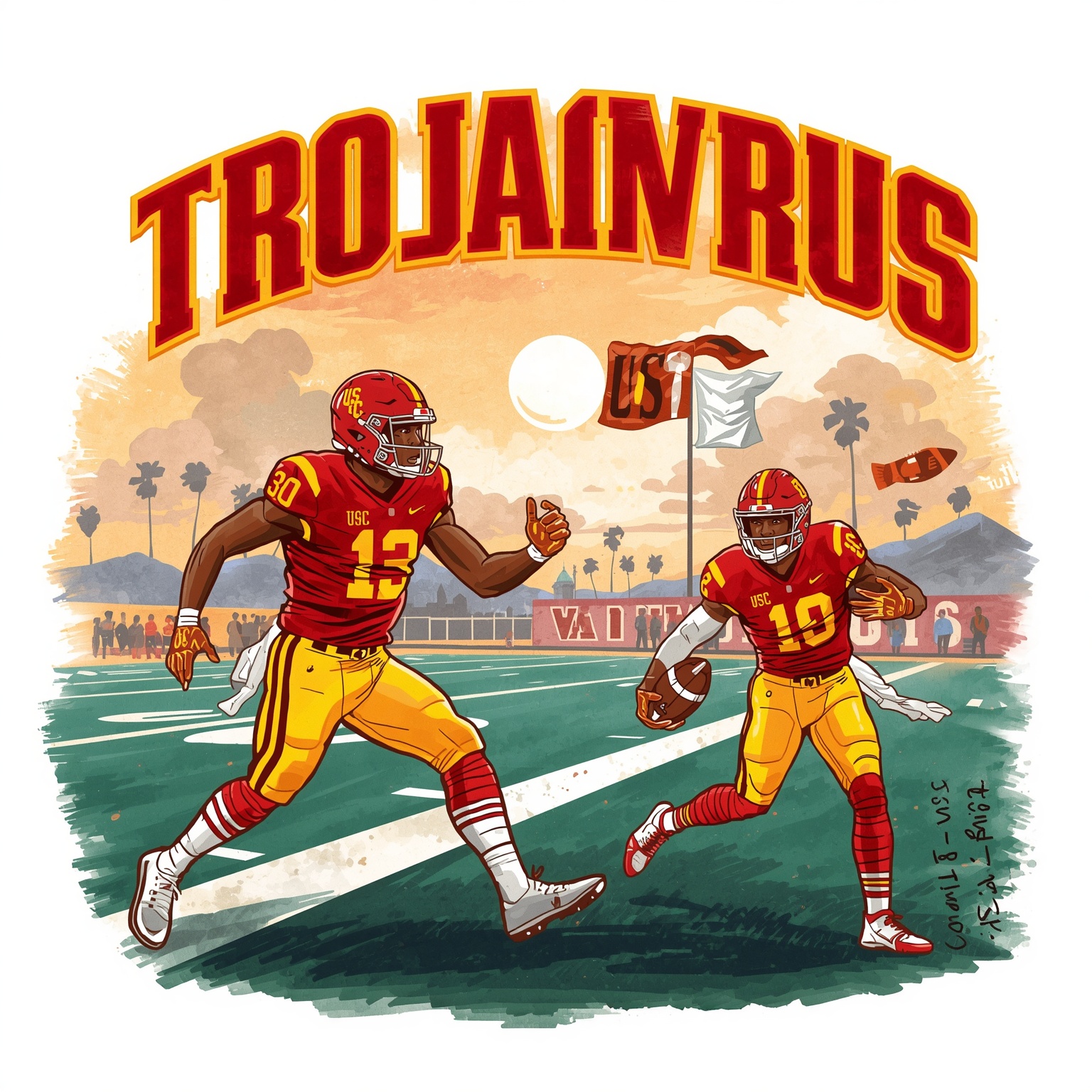 USC Trojans Recruiting Surge Before Season Showdowns - painting of USC Trojans football venue