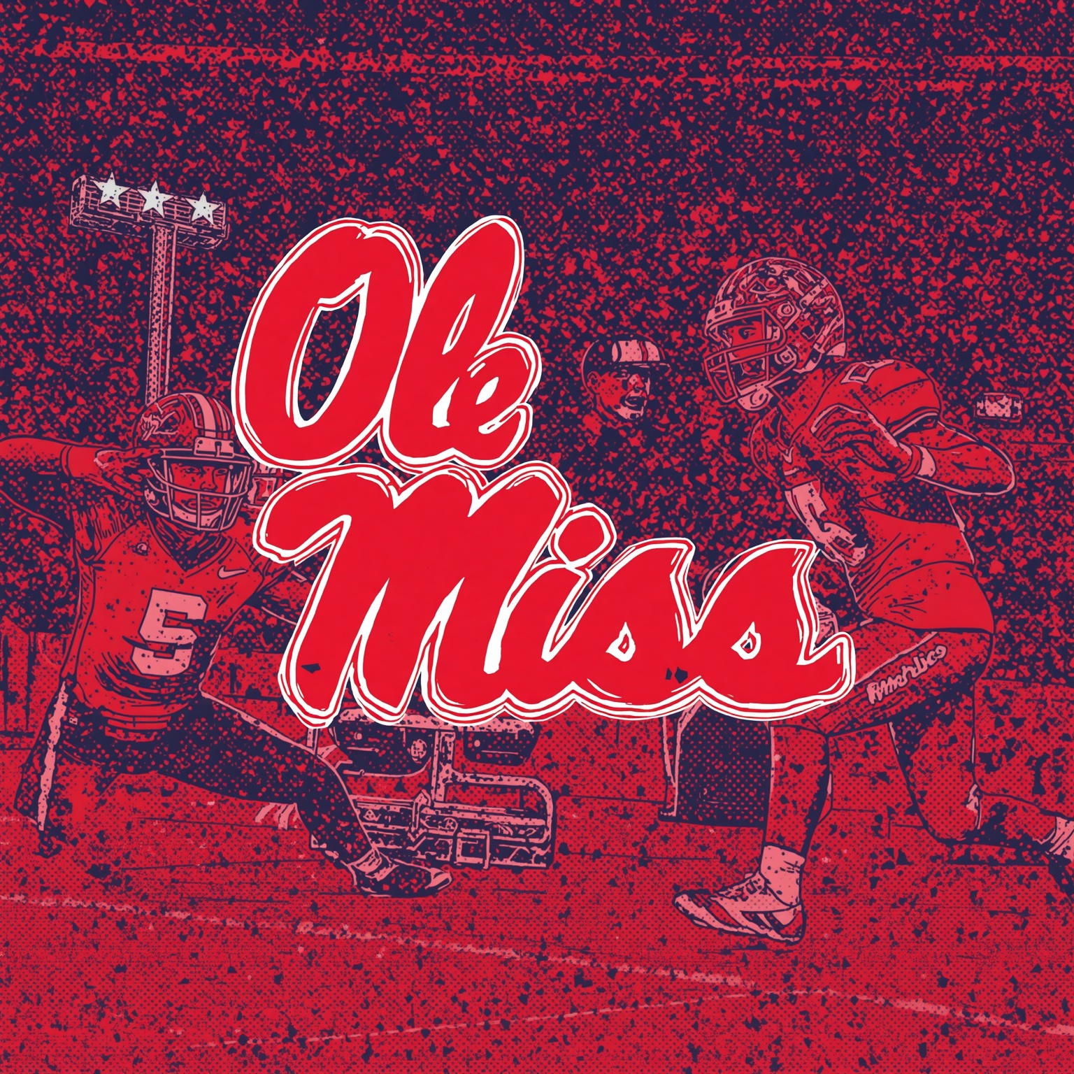 Ole Miss Rebels: Dynamic Offense and Trap Game Alert - painting of Ole Miss Rebels football venue